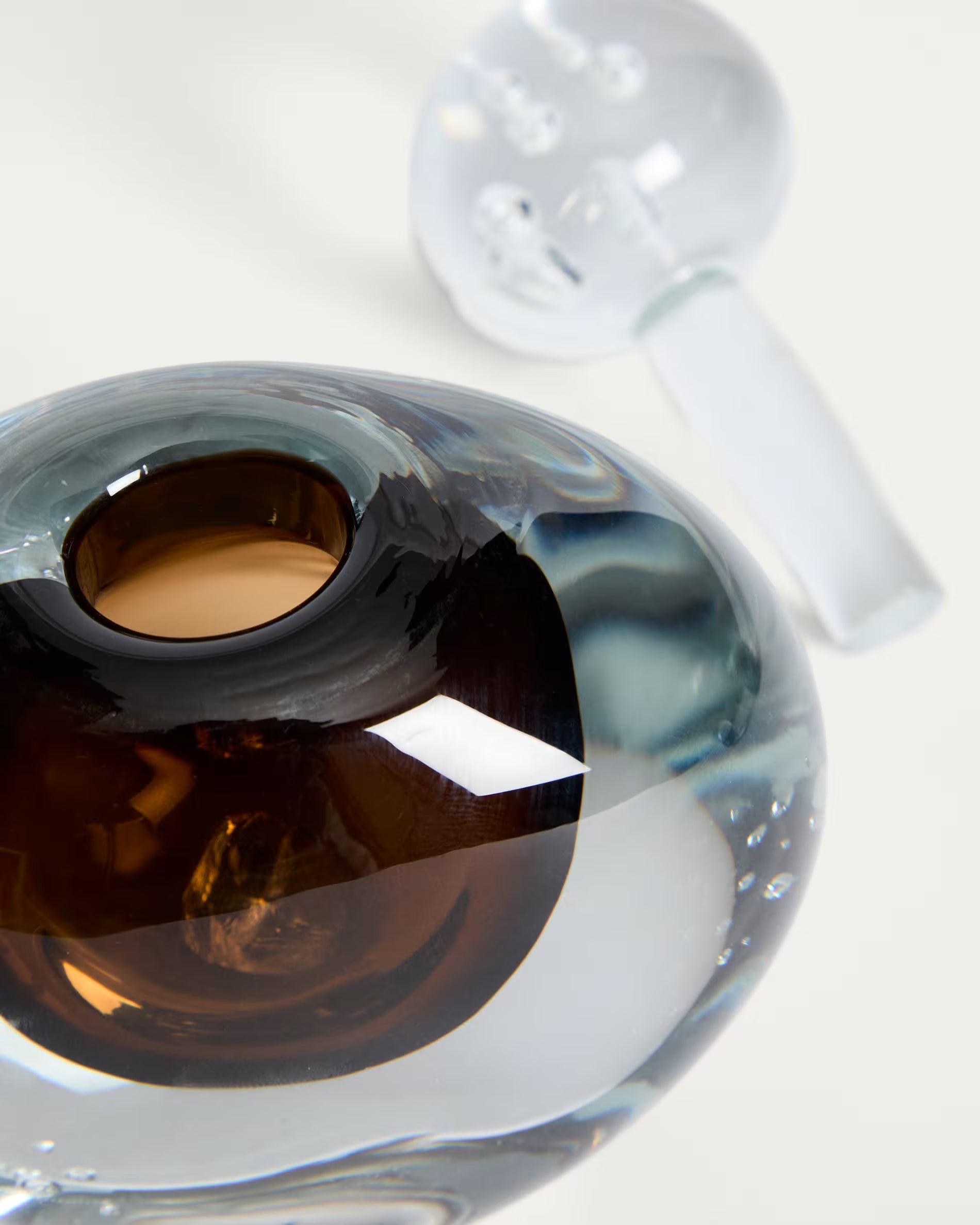 LUNIVO brown glass vase