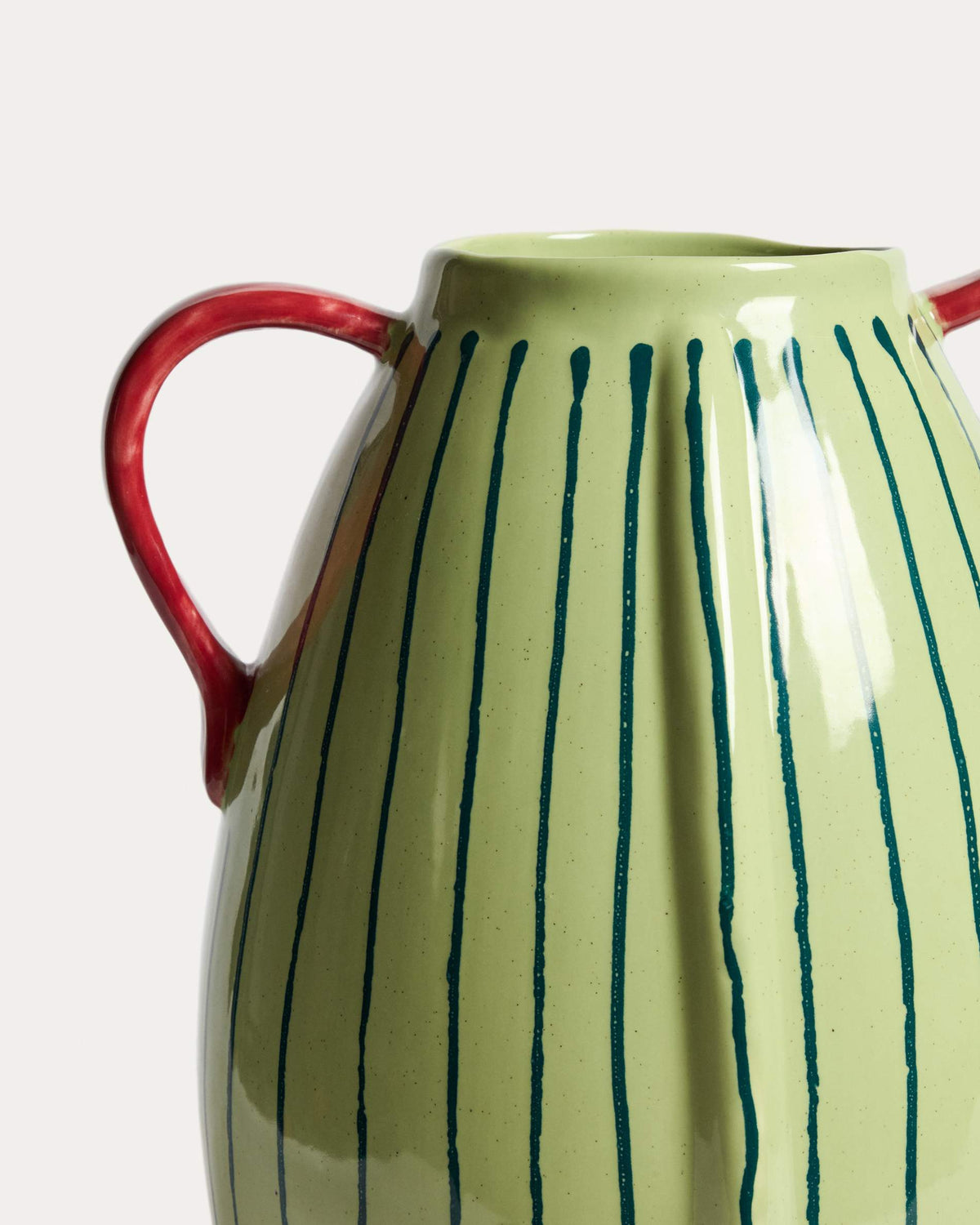 Wazon JUSTINE FRANCO zielony z czerwonym ceramiczny – ujęcie 5