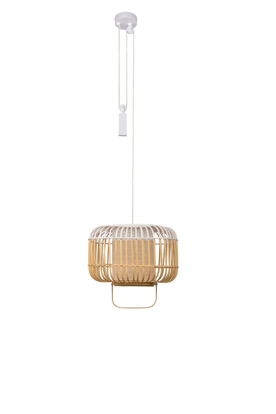 Square hanging lamp bamboo white