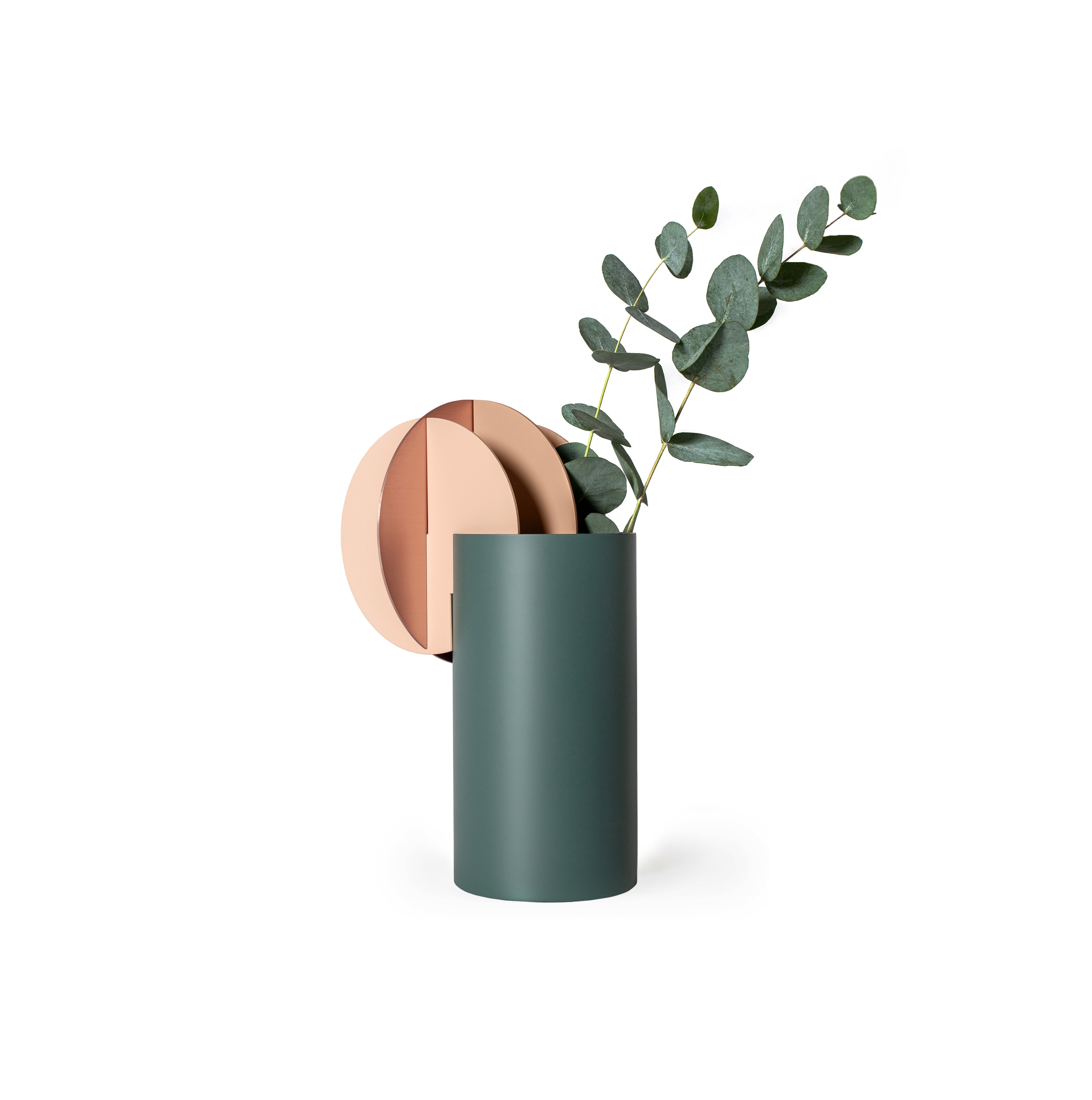 DELAUNAY vase in green with powder pink and copper