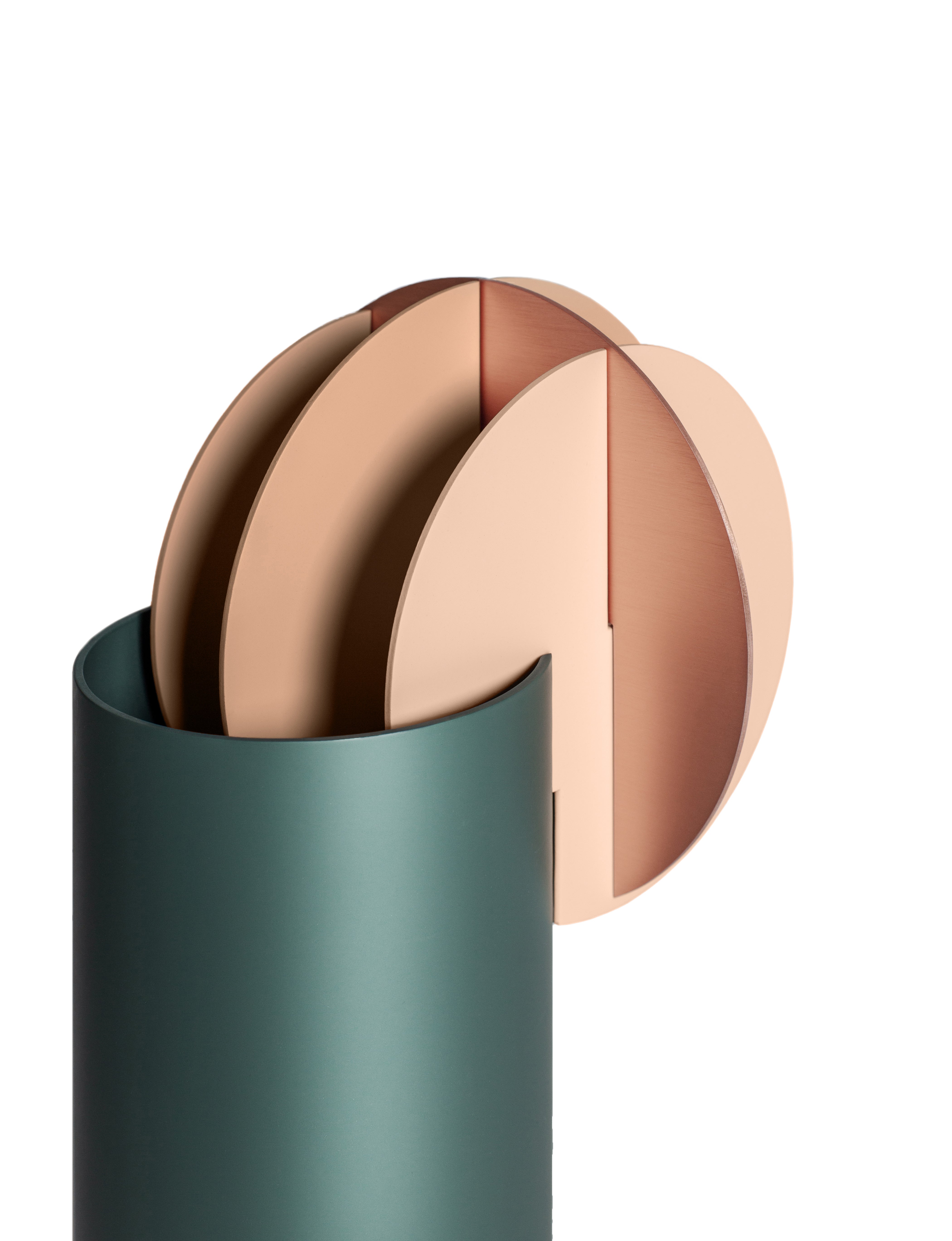 DELAUNAY vase in green with powder pink and copper