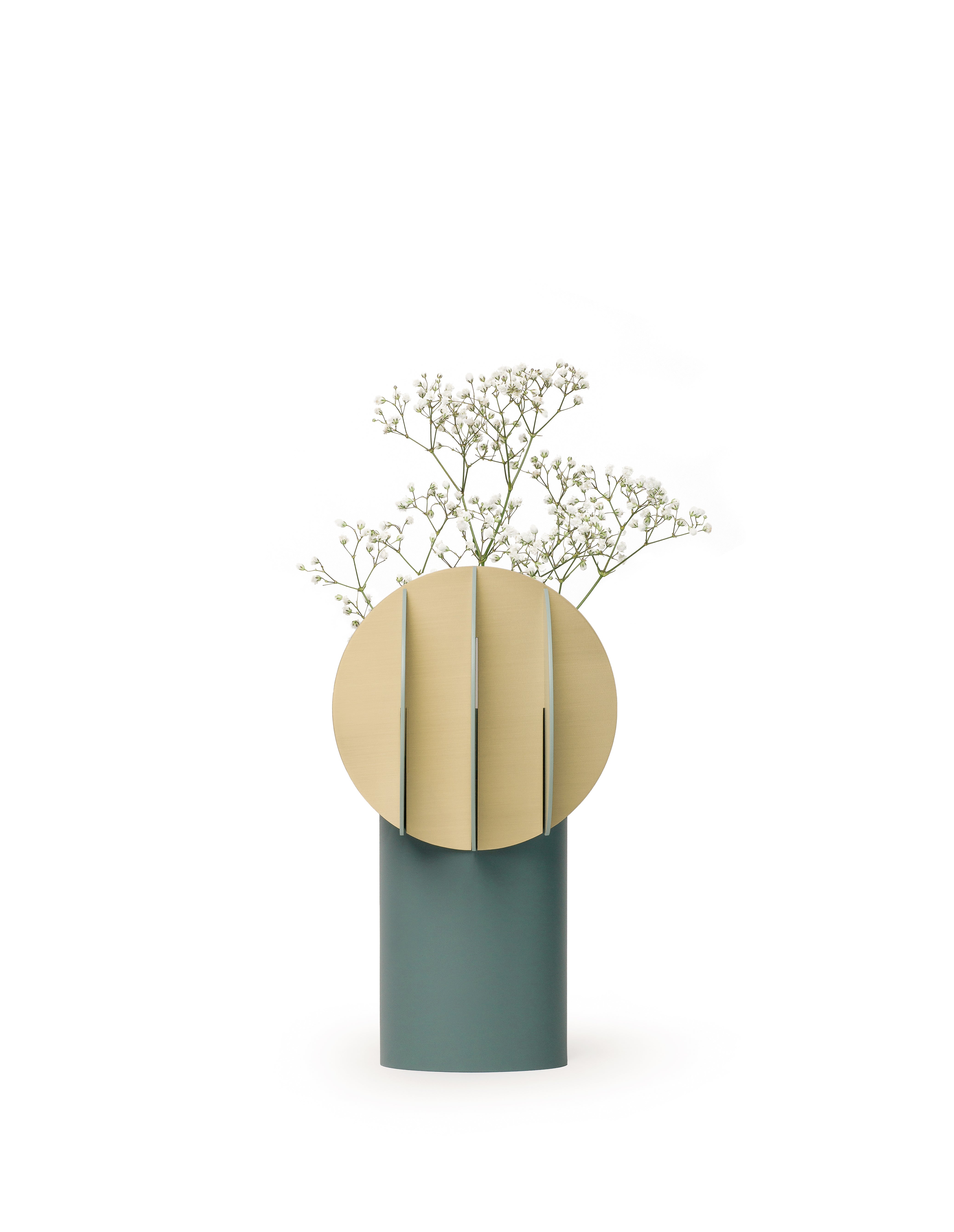 DELAUNAY Green Vase with Brass