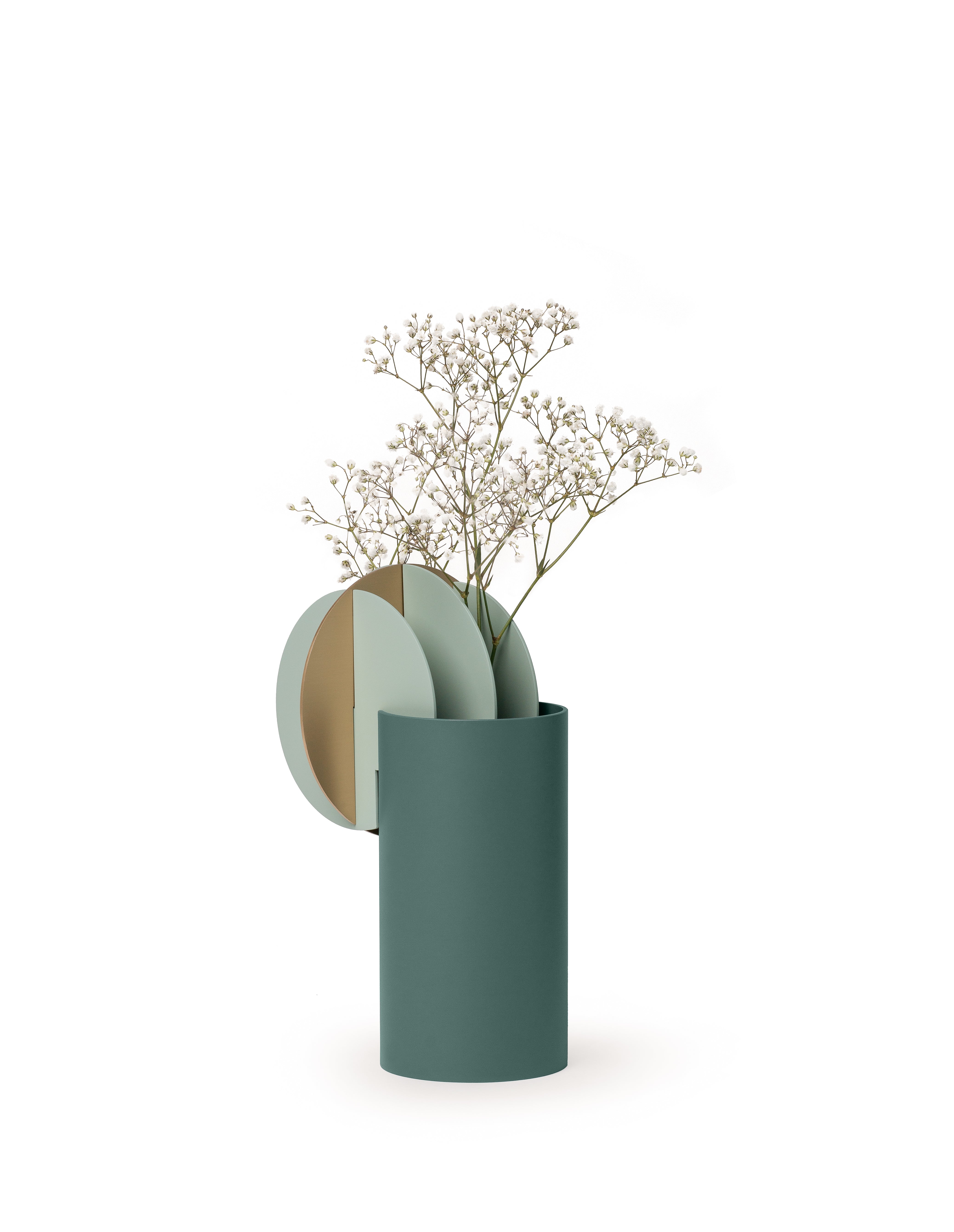 DELAUNAY Green Vase with Brass