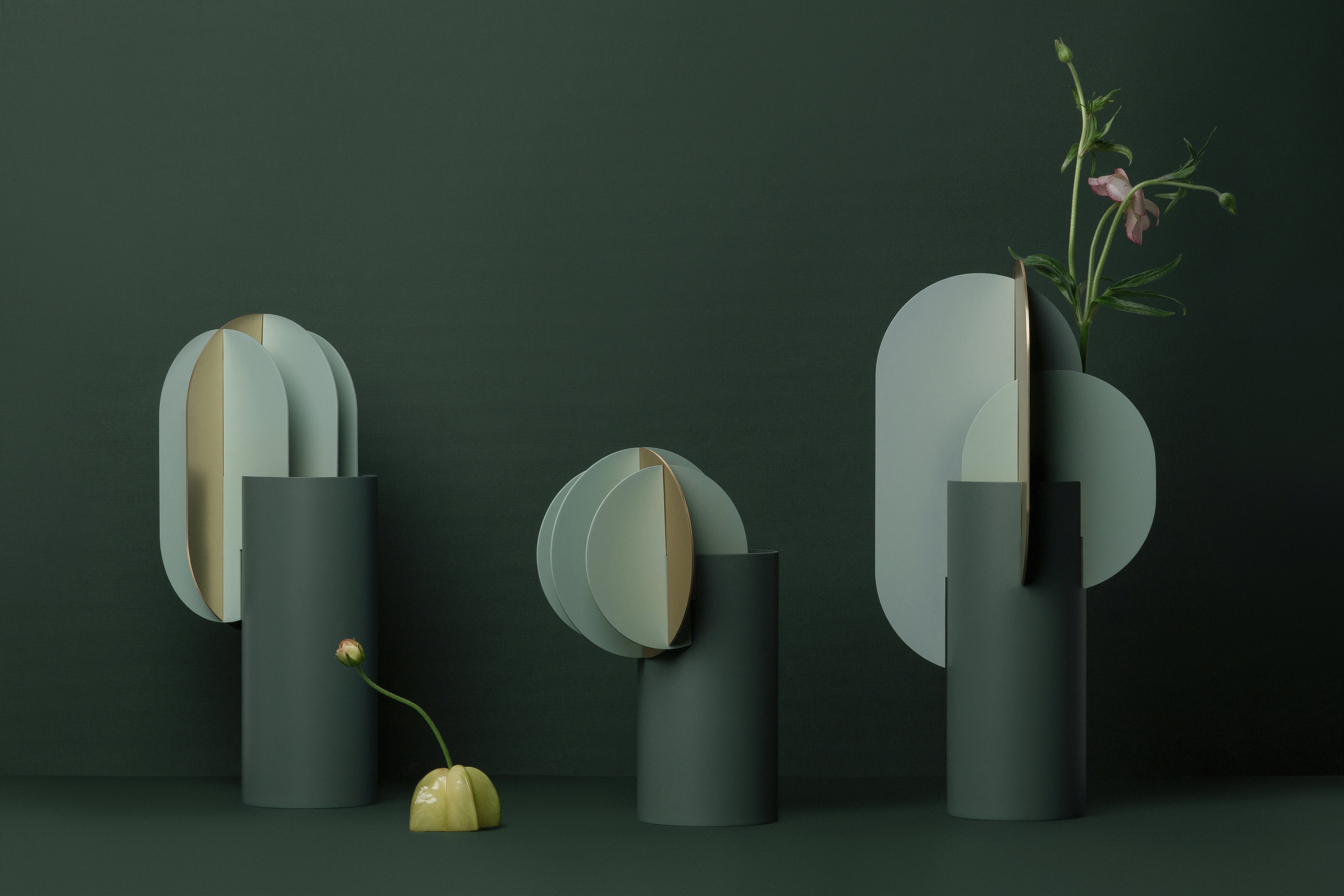 GABO Green Vase with Brass