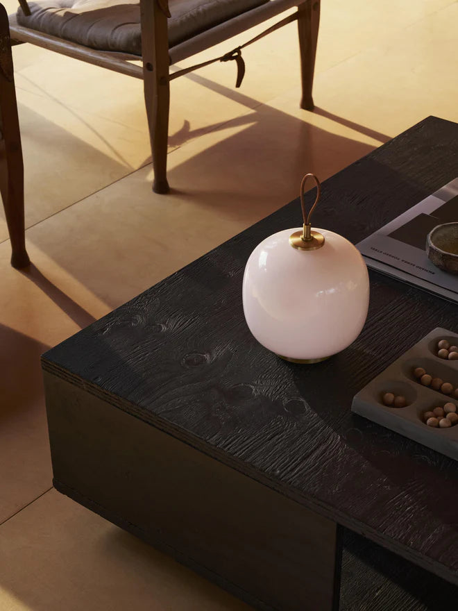 Portable lamp VL 45 light pink with a brass base