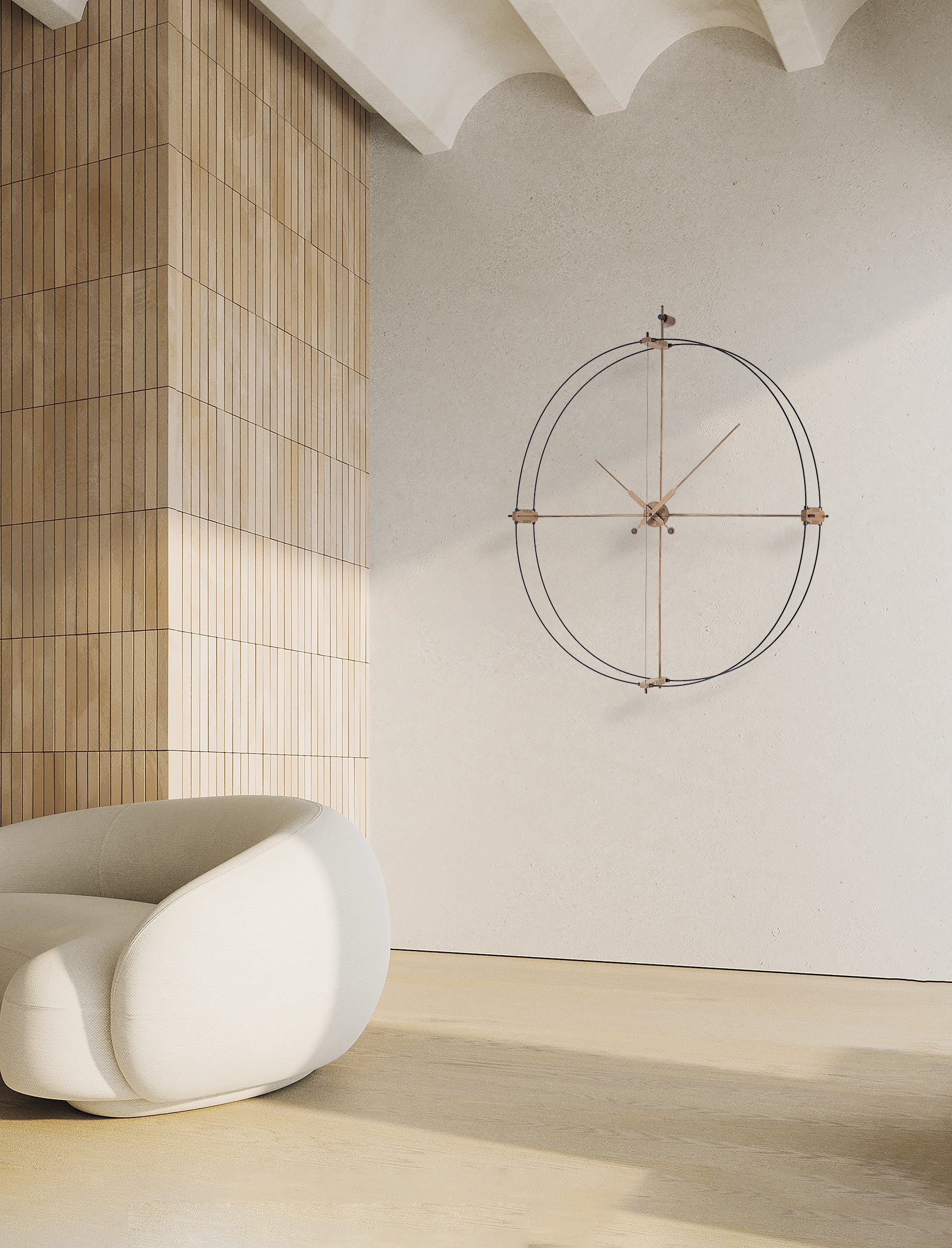 DELMORI PREMIUM wall clock in oak wood with black