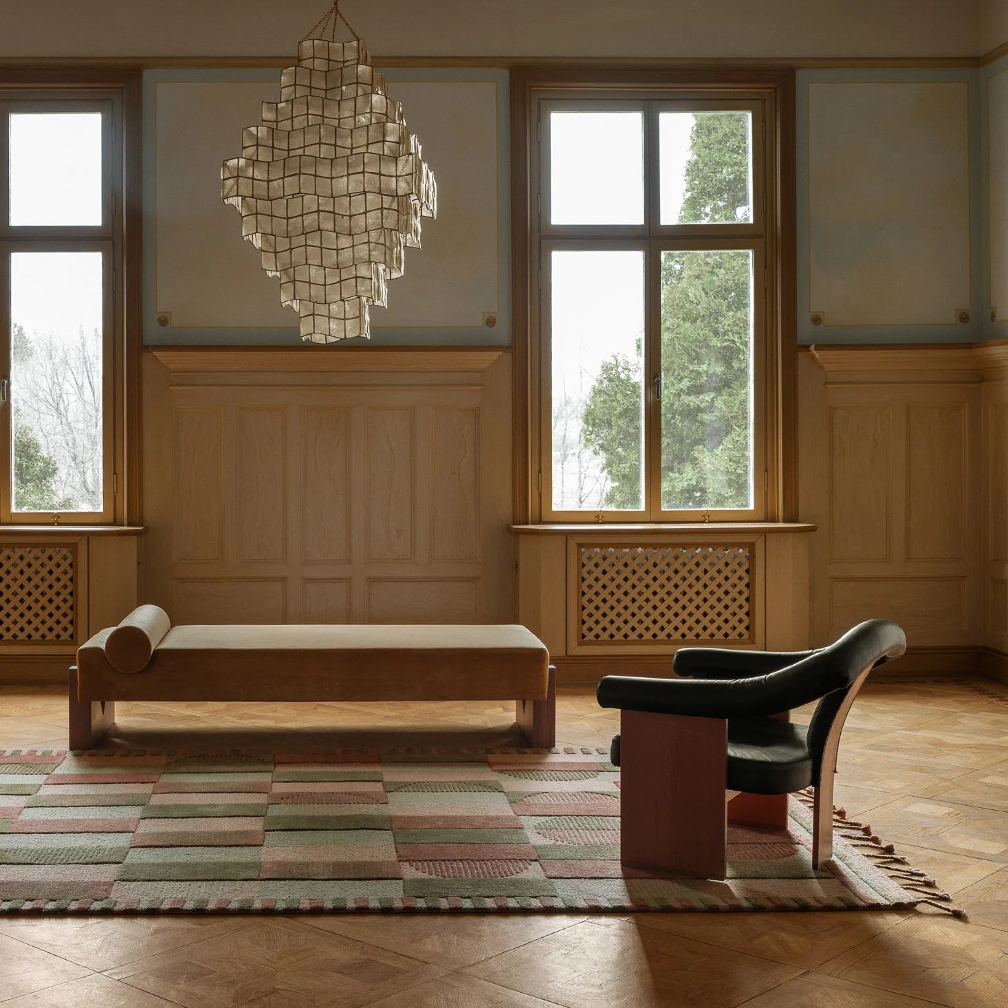 MURILLO rug in burgundy and green