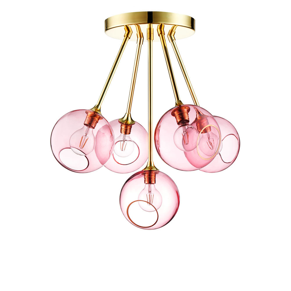 Kronleuchter BALLROOM MOLECULE rosa mit goldener Veredelung [Amelia]