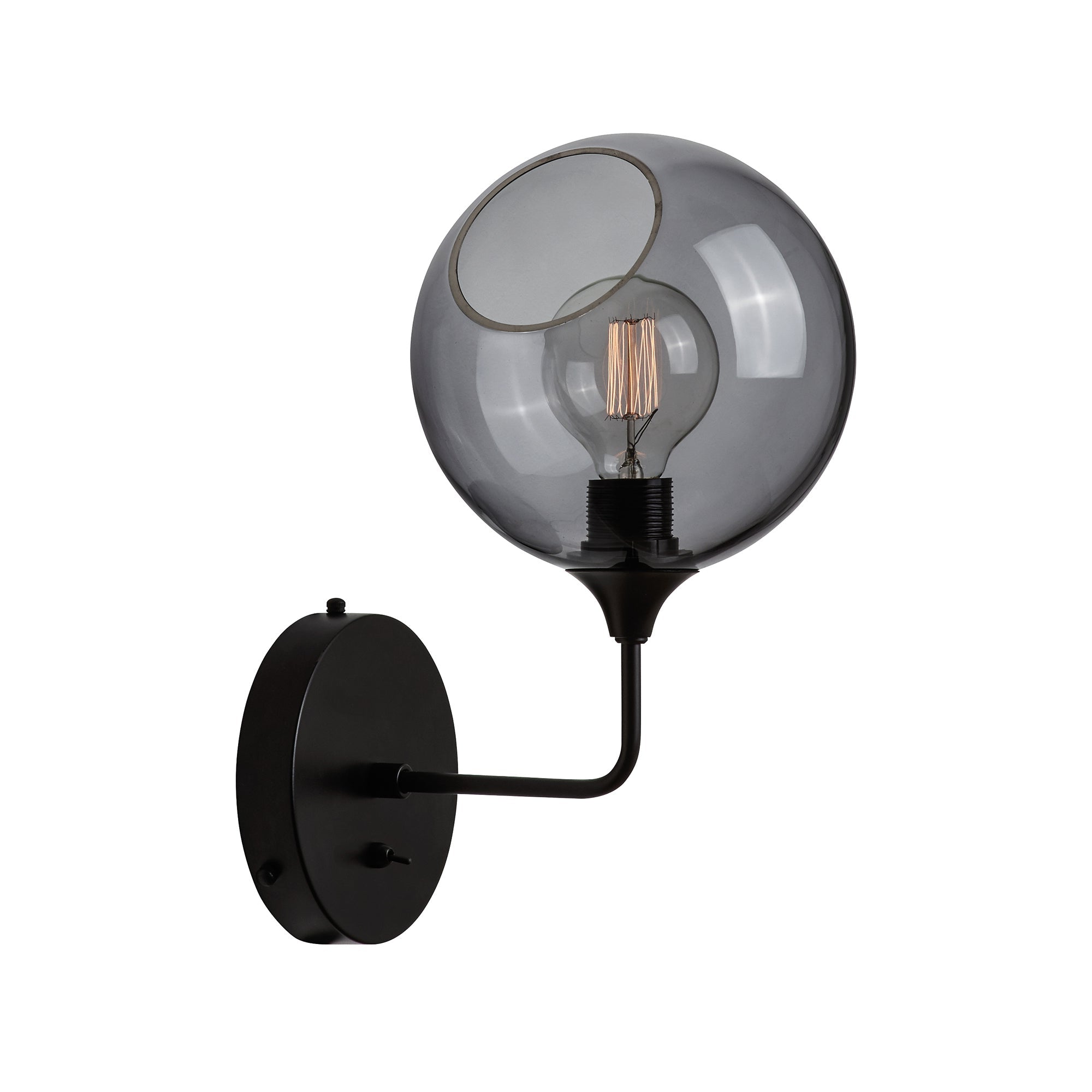 BALLROOM wall lamp smoky glass with black base