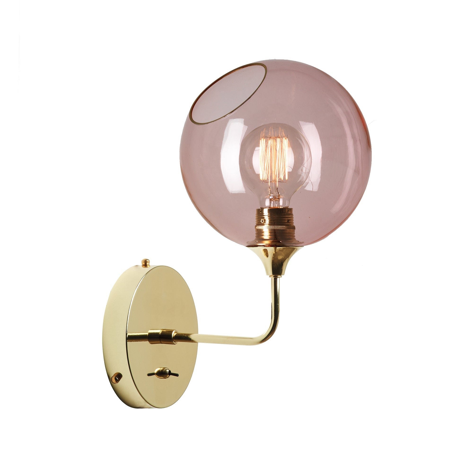 Wandleuchte BALLROOM rosa Glas mit goldener Basis