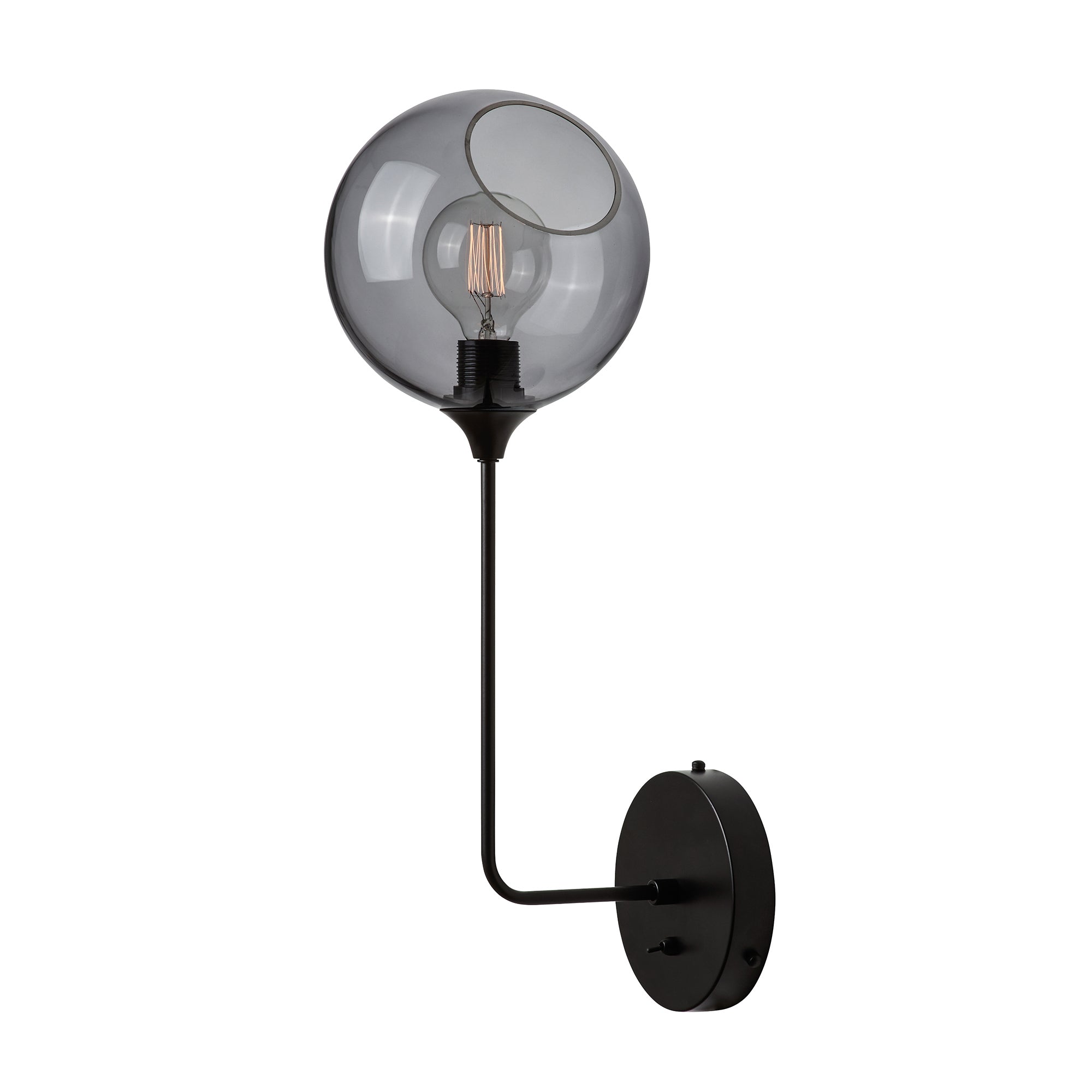BALLROOM wall lamp smoky glass with black base