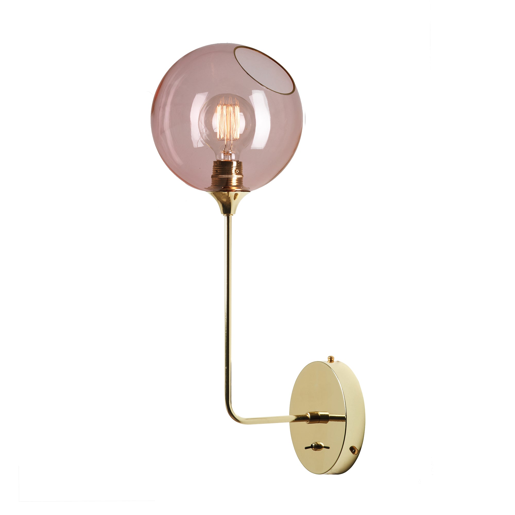 Wandleuchte BALLROOM rosa Glas mit goldener Basis