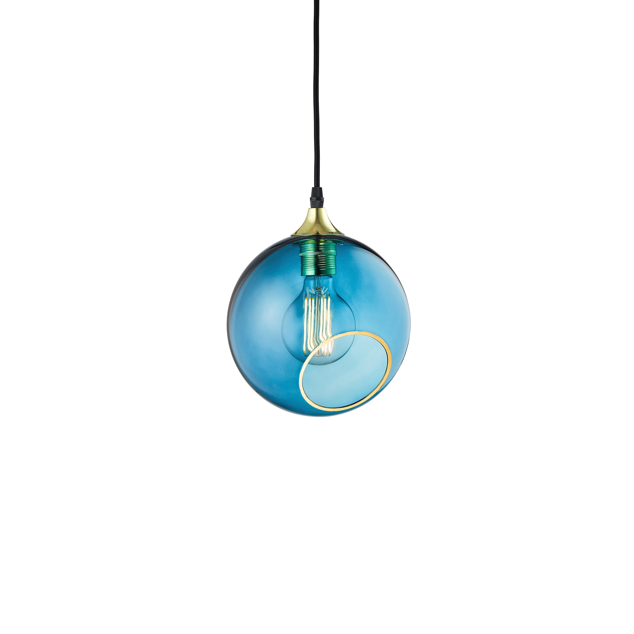 Pendelleuchte BALLROOM blau mit goldener Veredelung