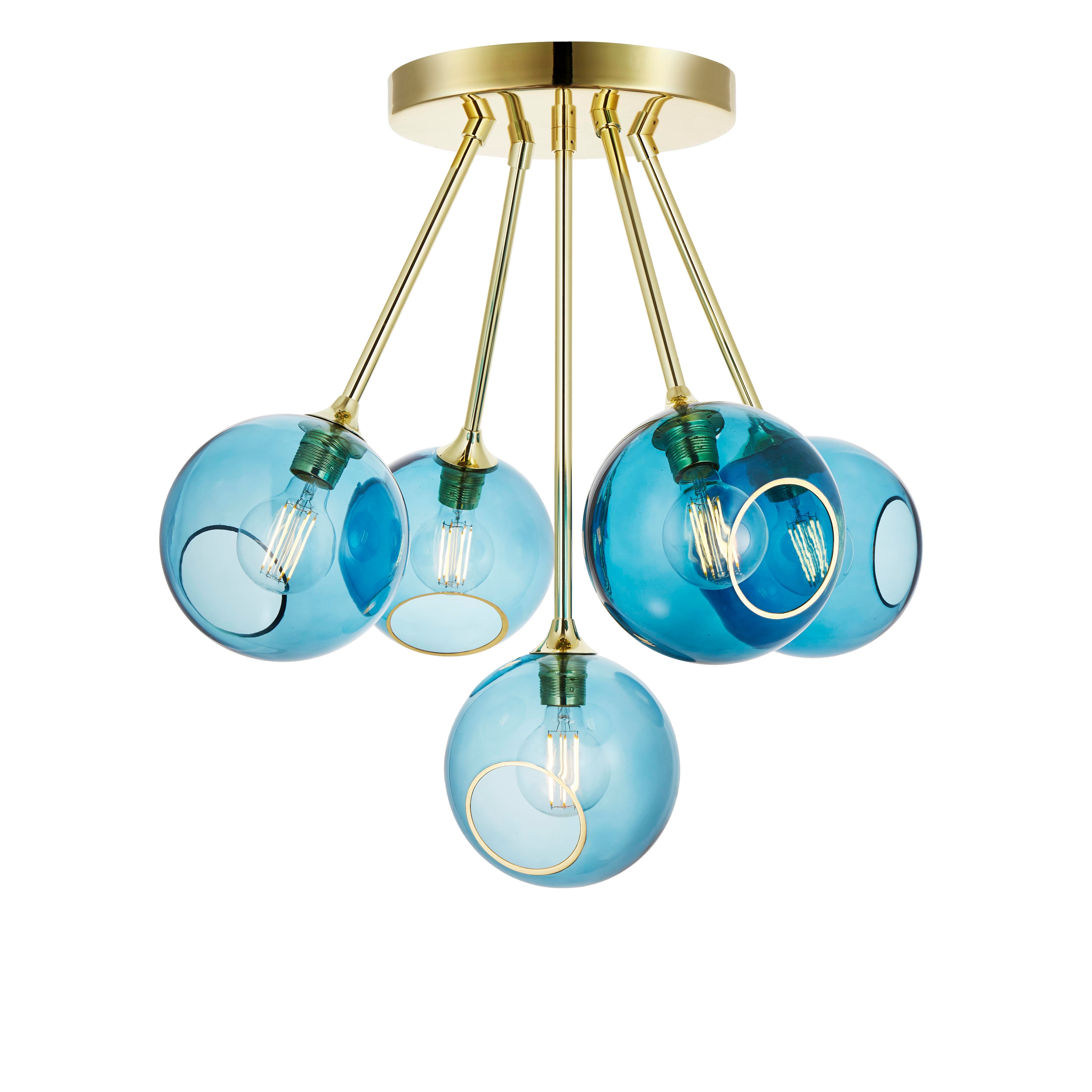 Chandelier BALLROOM MOLECULE blue with gold finish [Amelia]