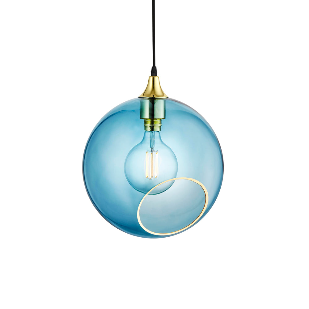 Pendelleuchte BALLROOM blau mit goldener Veredelung