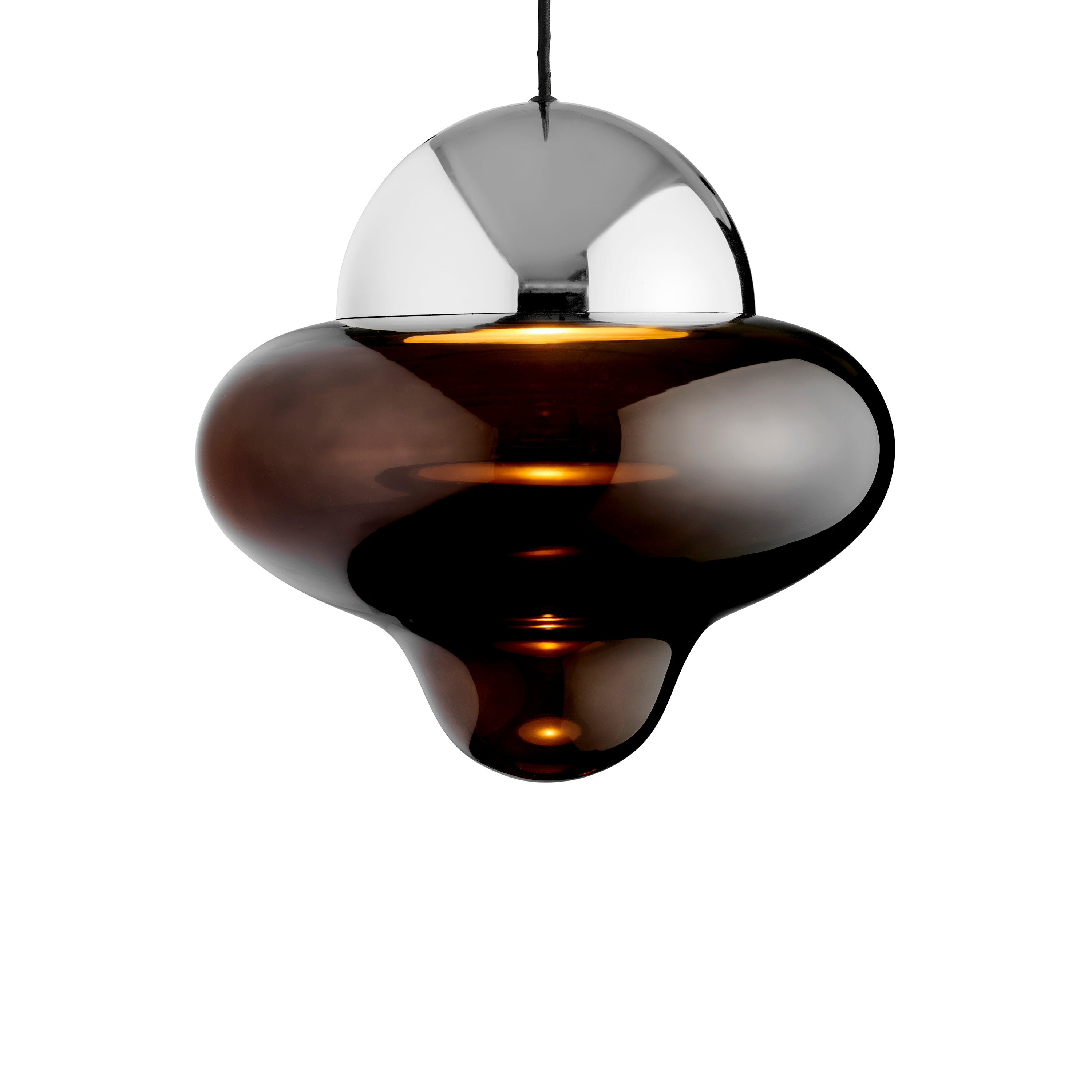 Pendelleuchte NUTTY braunes Glas mit silberner Veredelung [Amelia]