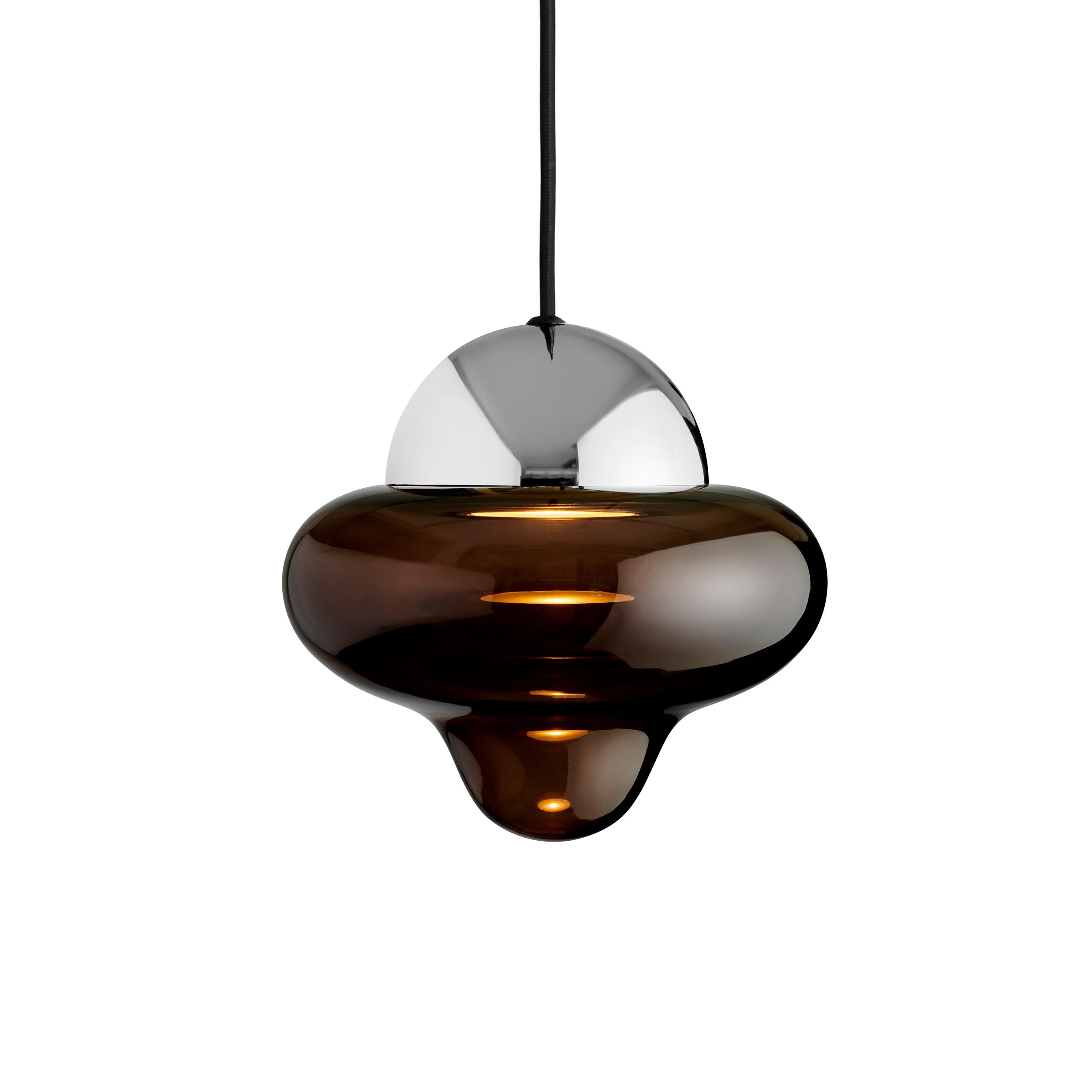 Pendelleuchte NUTTY braunes Glas mit silberner Veredelung [Amelia]