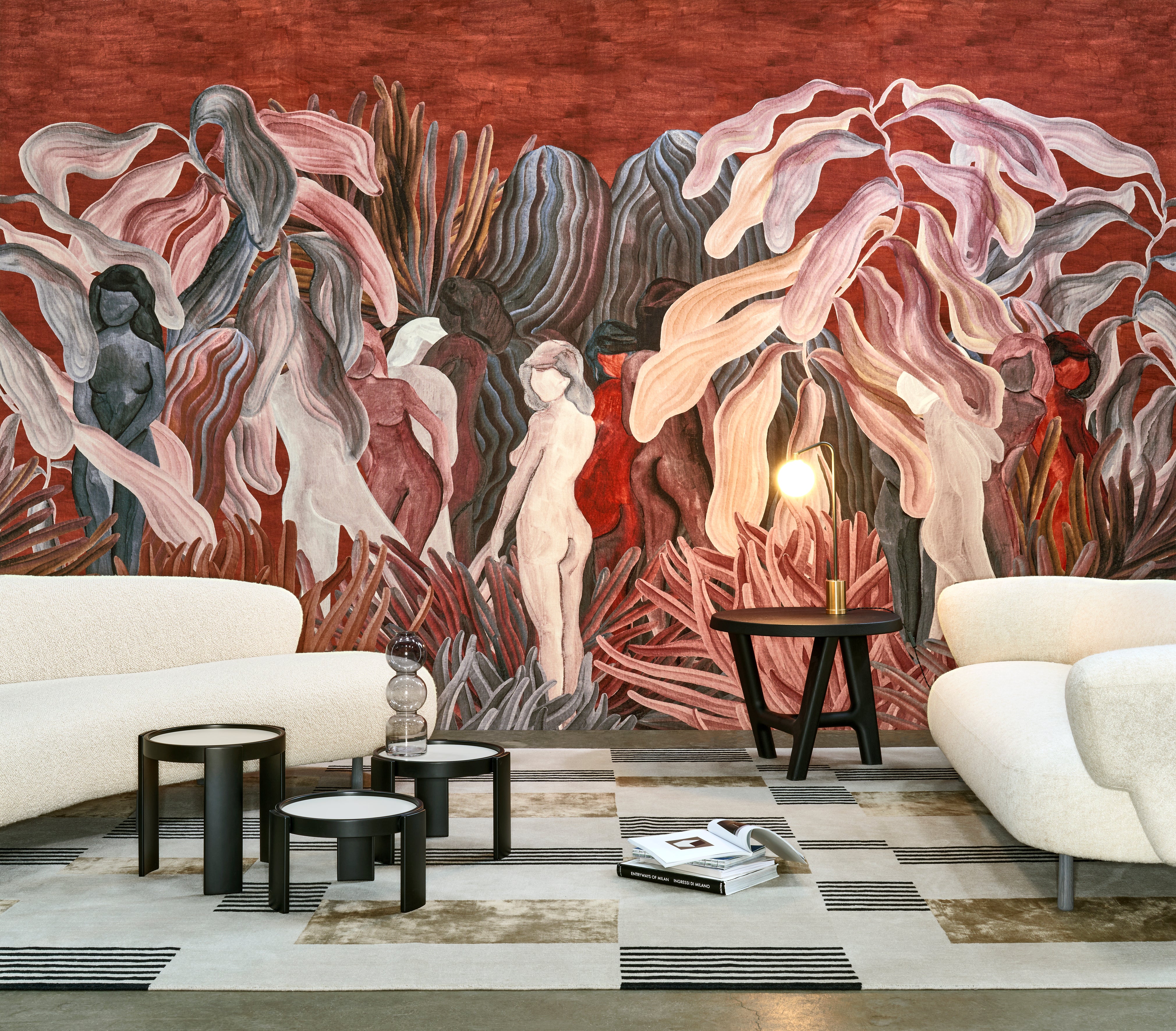 Textilwandbild SECRET SILHOUETTES bordeaux