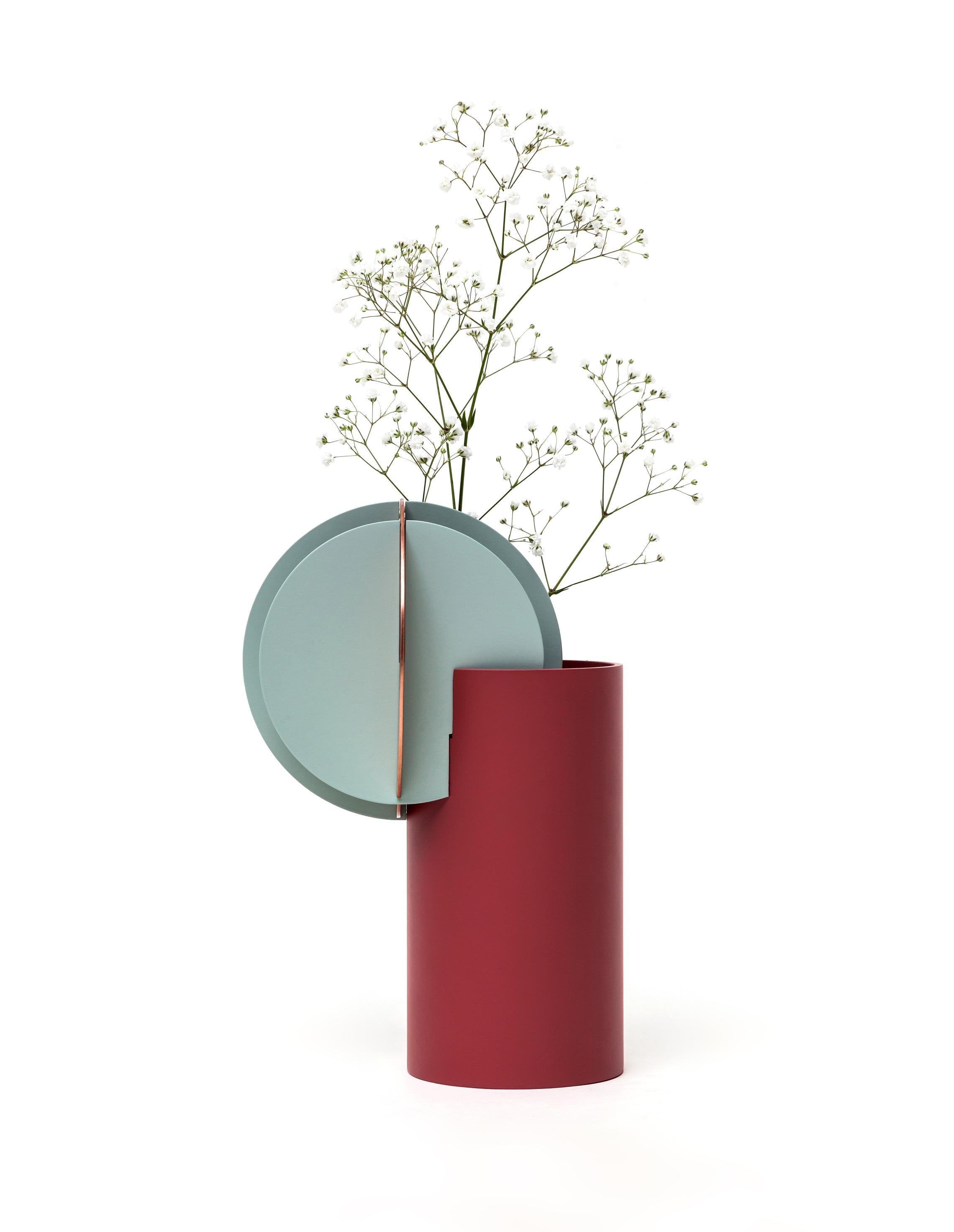 DELAUNAY Brick Vase with Blue and Copper