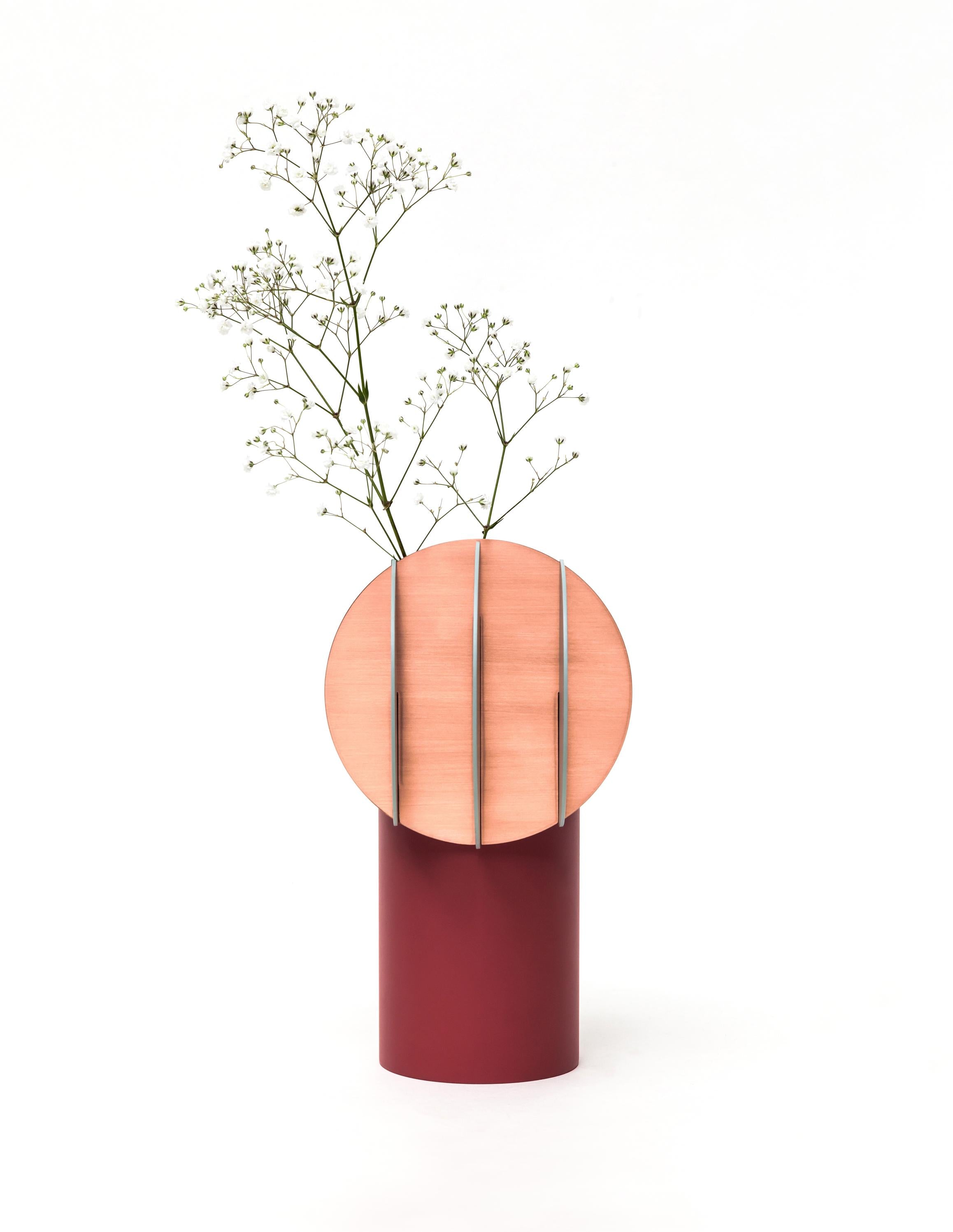 DELAUNAY Brick Vase with Blue and Copper