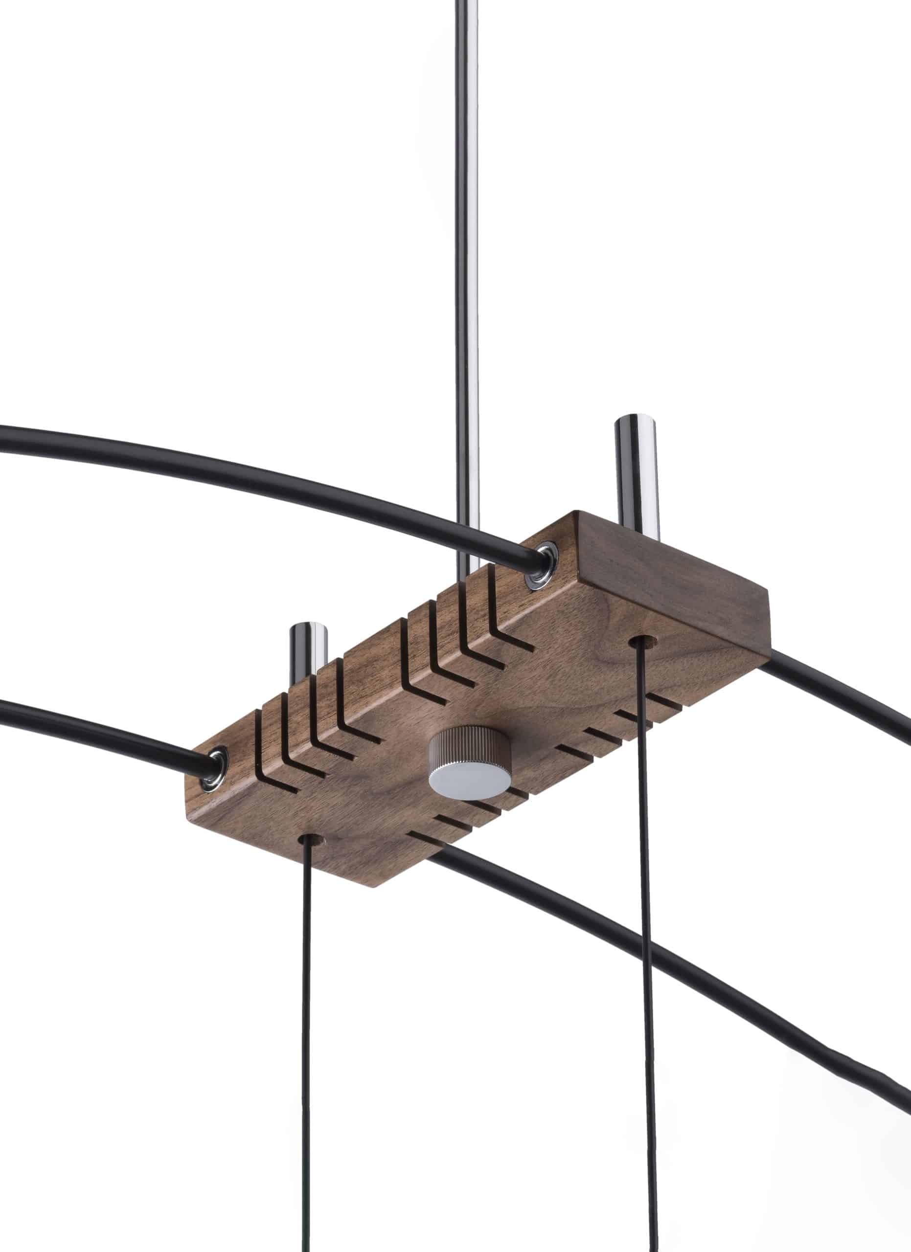 DELMORI wall clock walnut wood with black and chrome