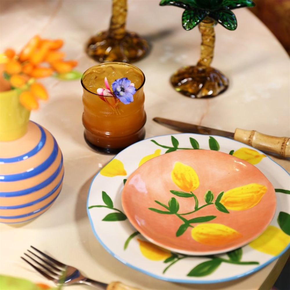 Set von Untertassen LEMON FULL farbige Steinzeug