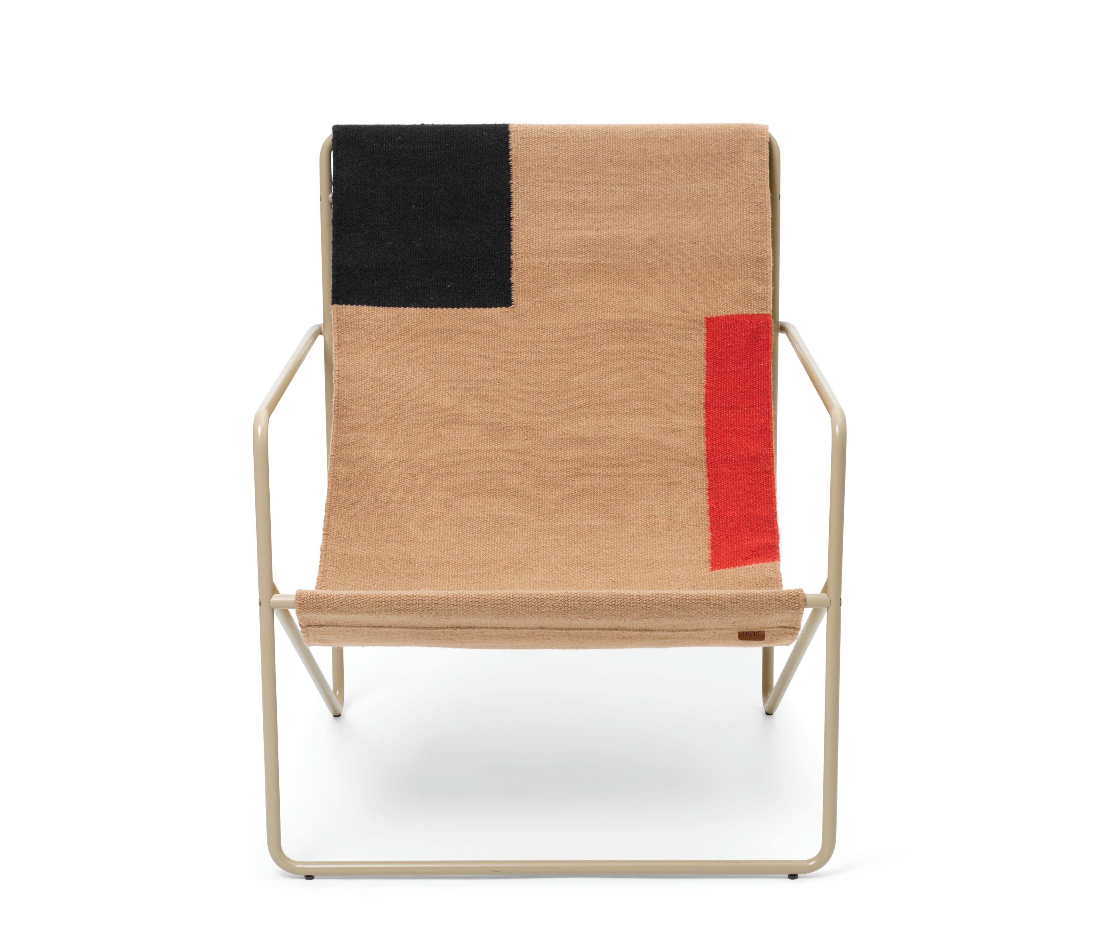 Desert beige-red garden armchair with beige base