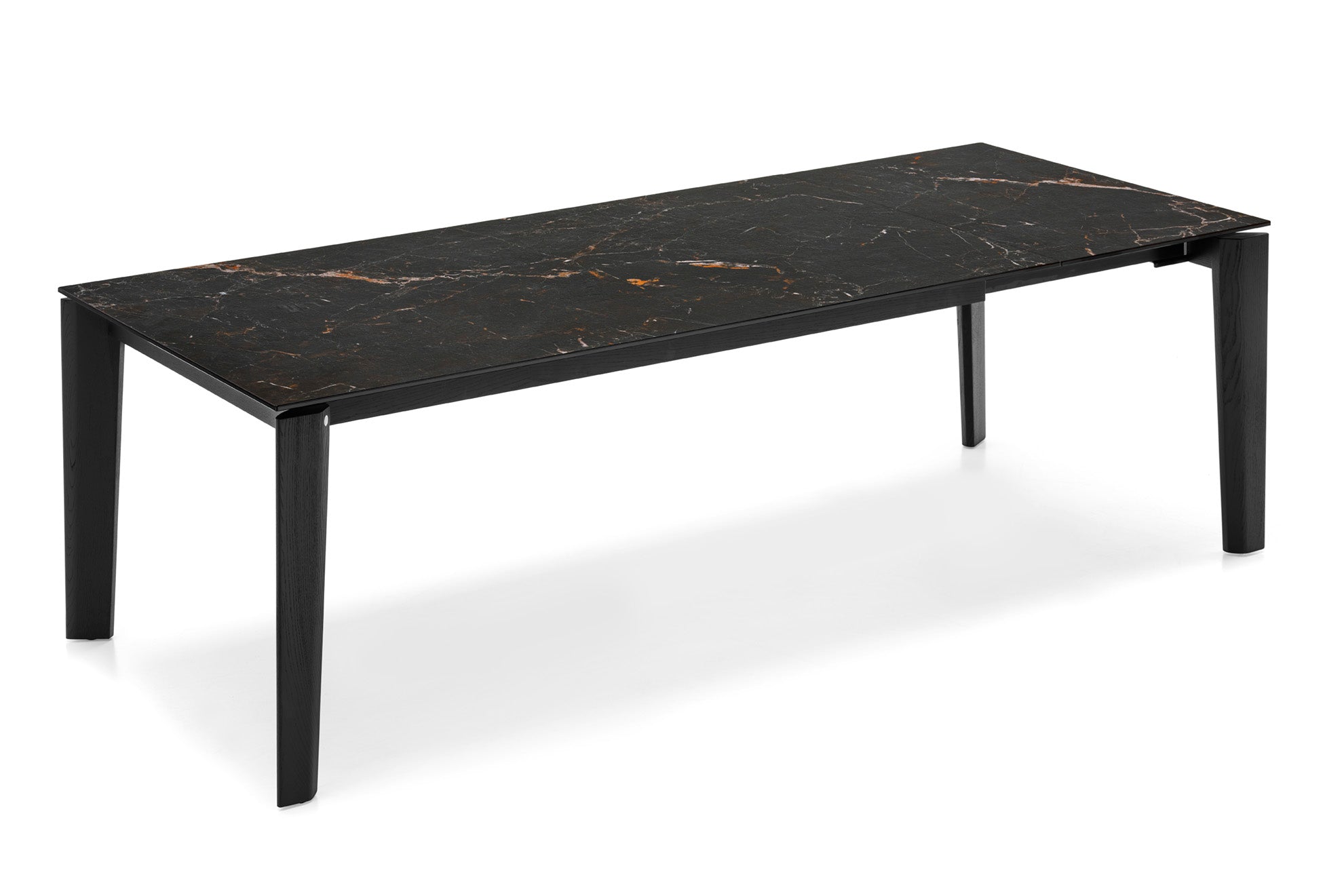 Extendable Table DOGMA with Black Top and Black Wooden Base