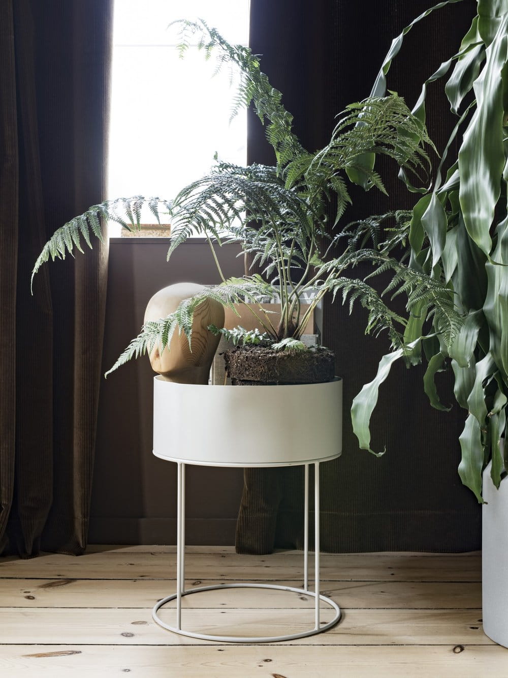 PLANT BOX ROUND hellgrauer runder Blumentopf 