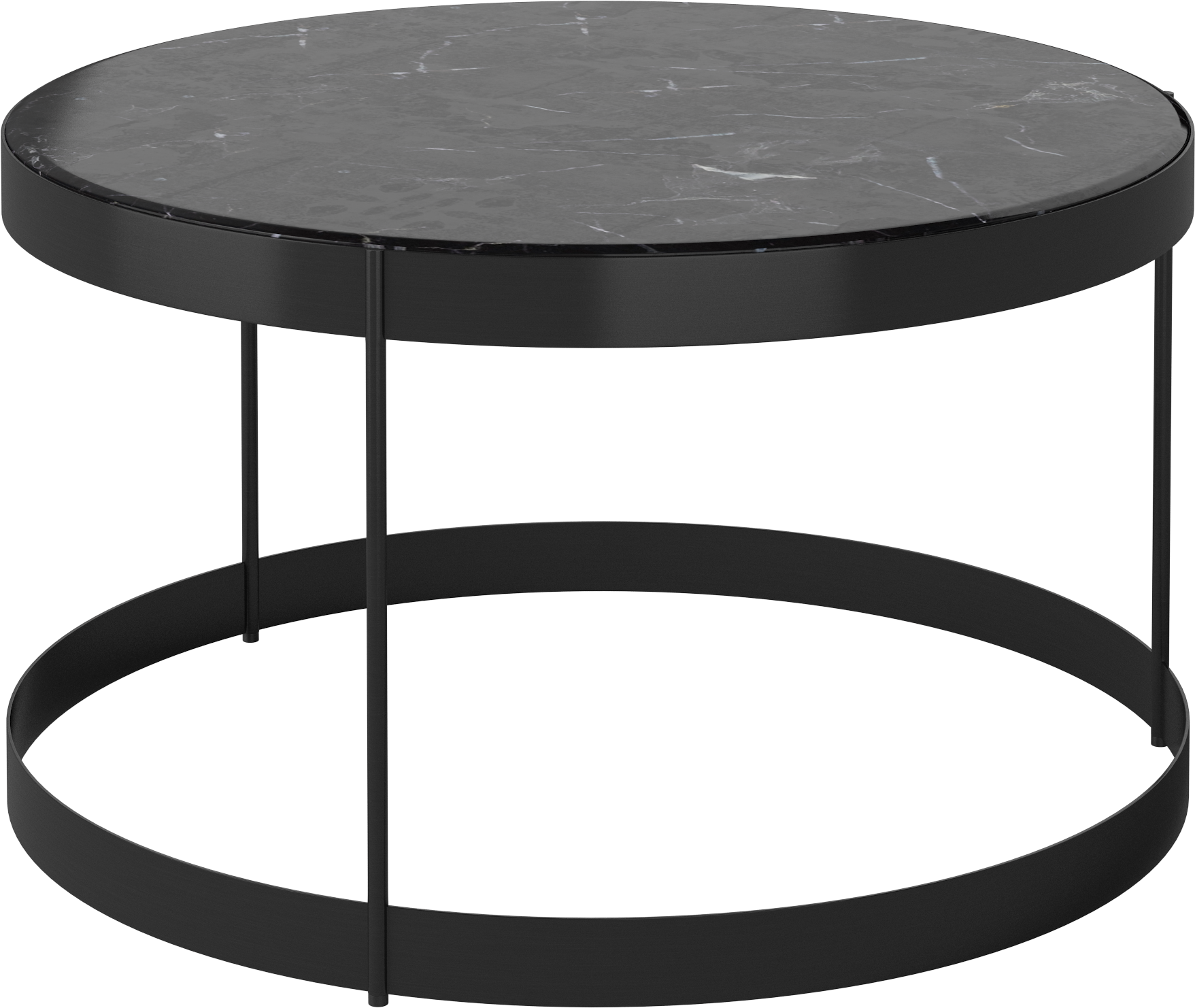 Coffee table drum marble with a black base