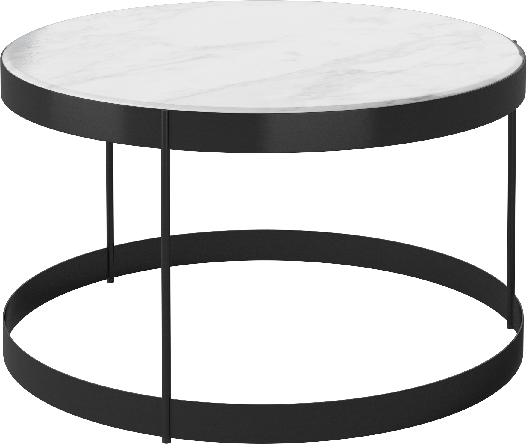 Coffee table drum marble with a black base