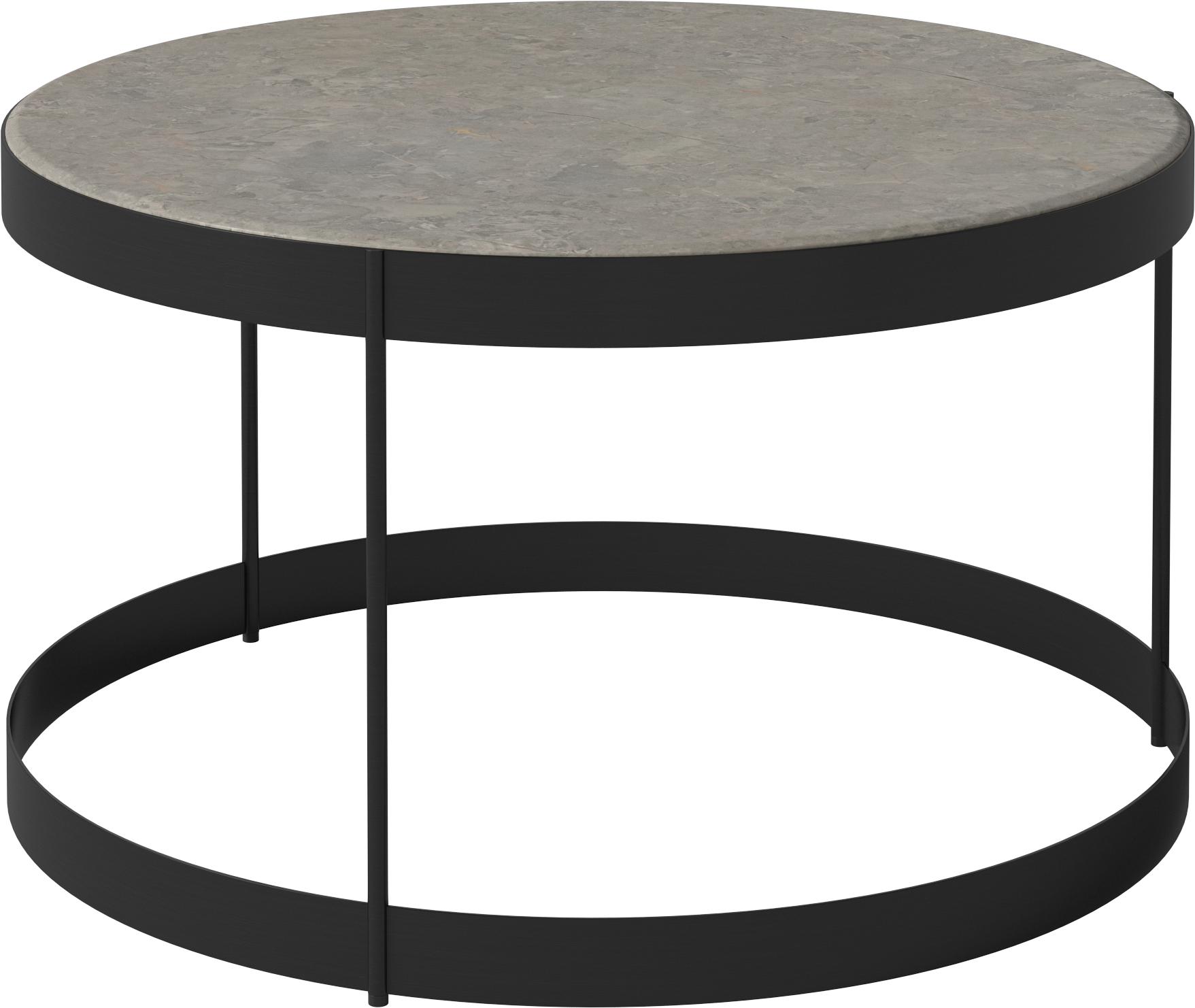 Coffee table drum marble with a black base