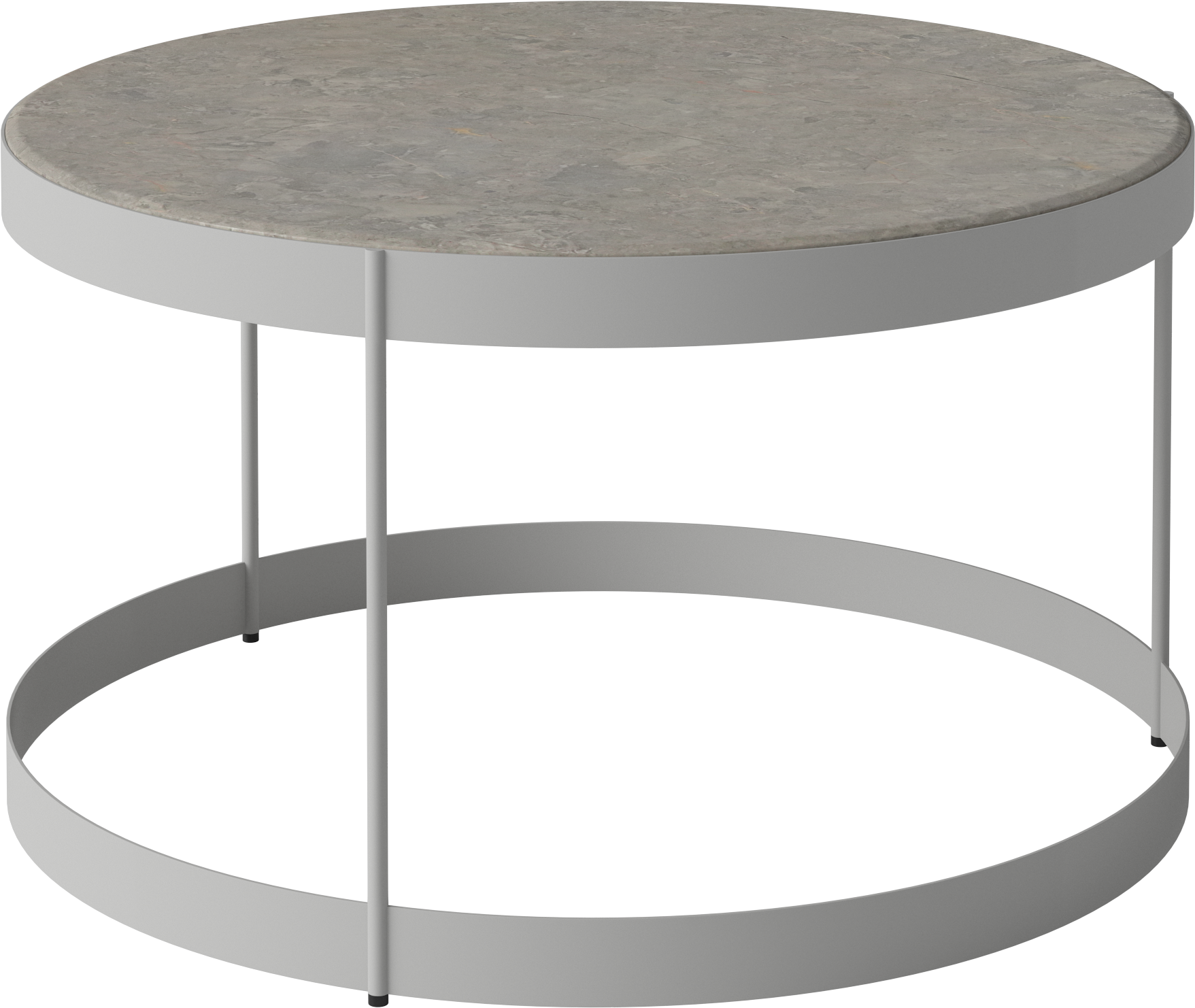 Coffee table drum stone top with a gray base