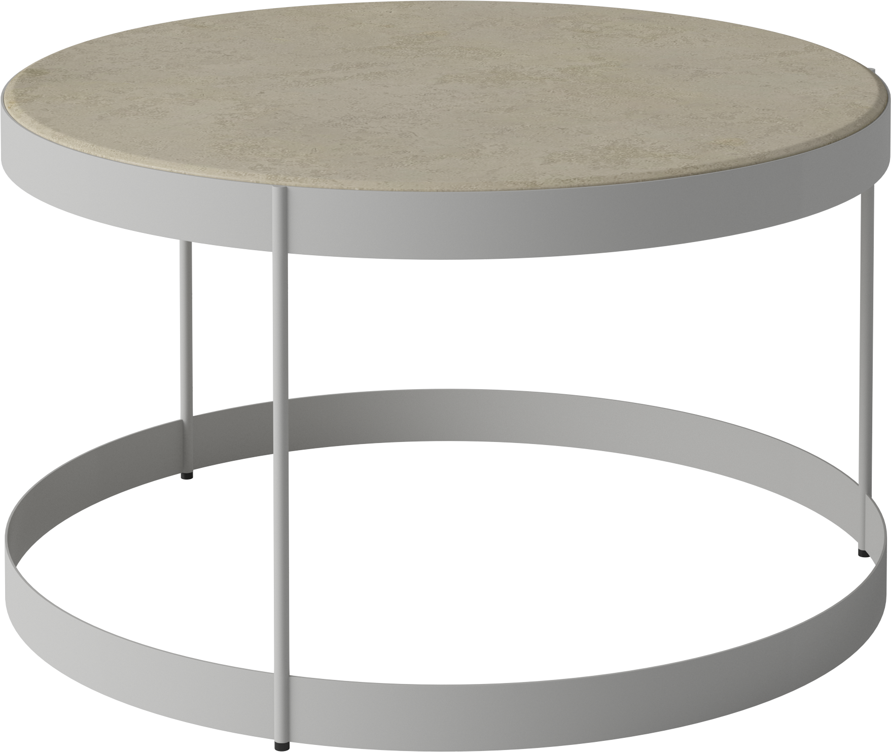 Coffee table drum stone top with a gray base