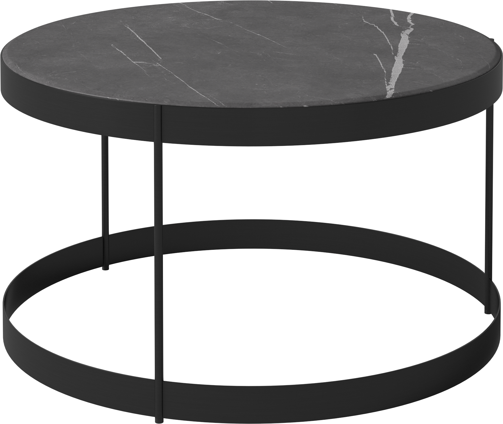 Coffee table drum marble with a black base