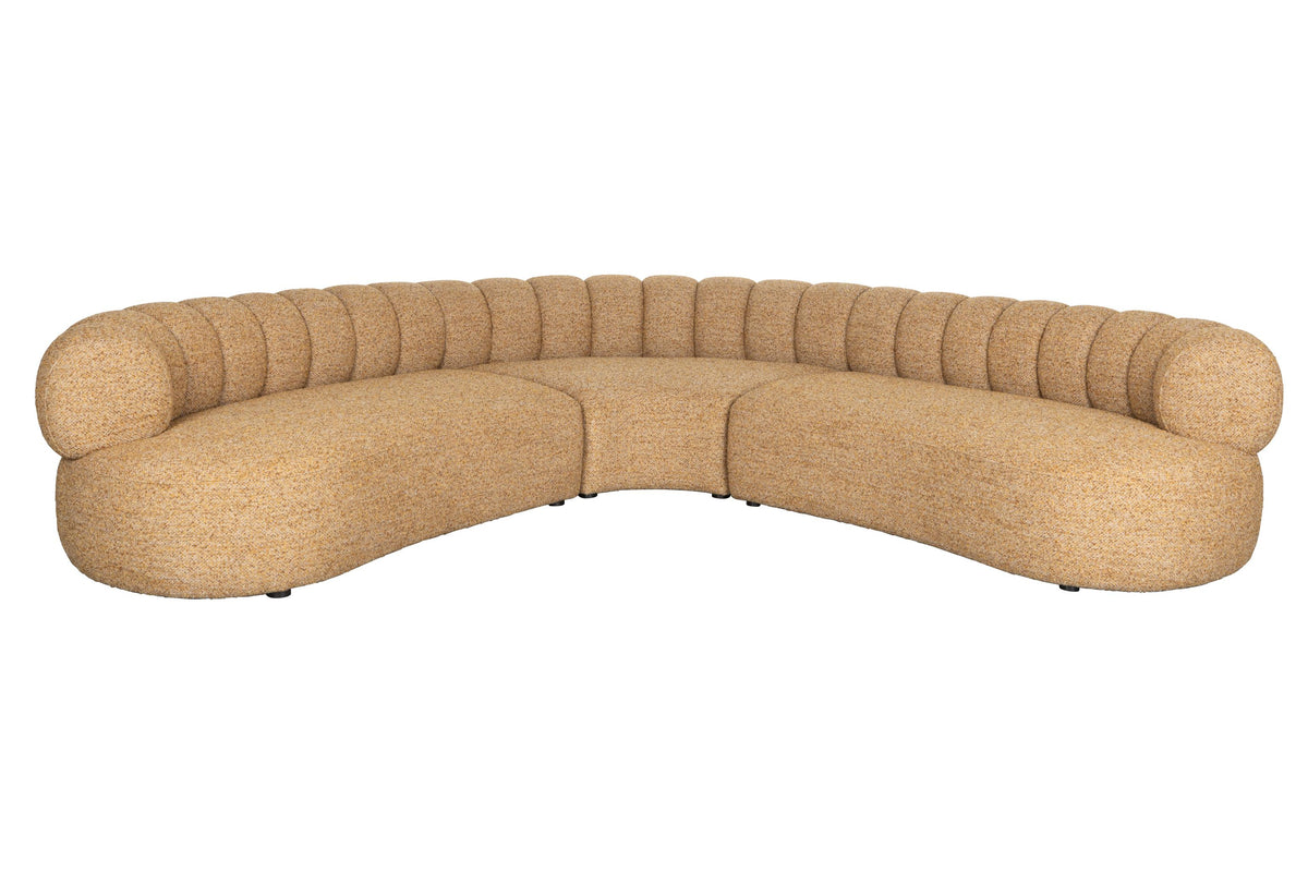 DUVANE Curved Sofa Brown Melange