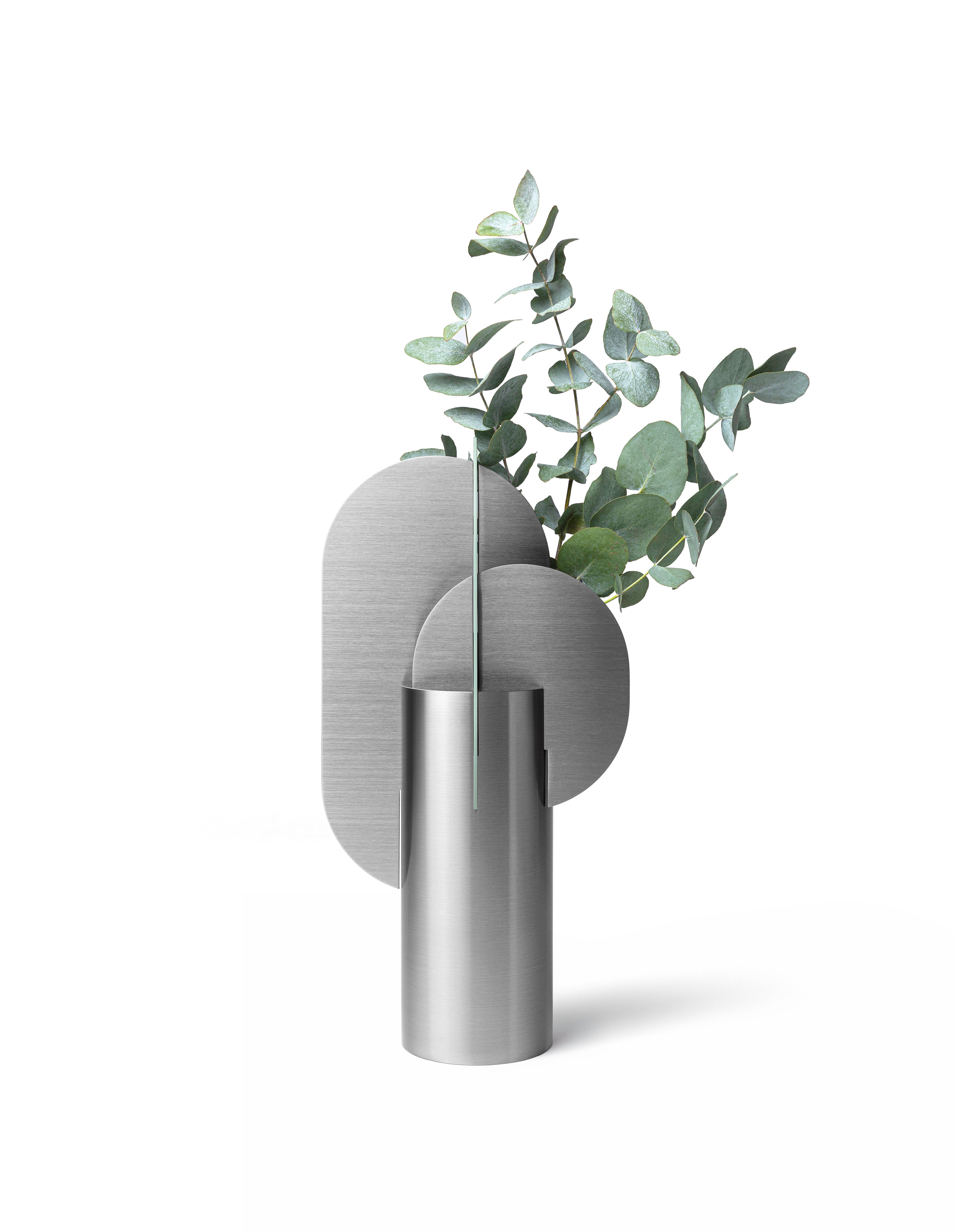 Steel vase EKSTER with green