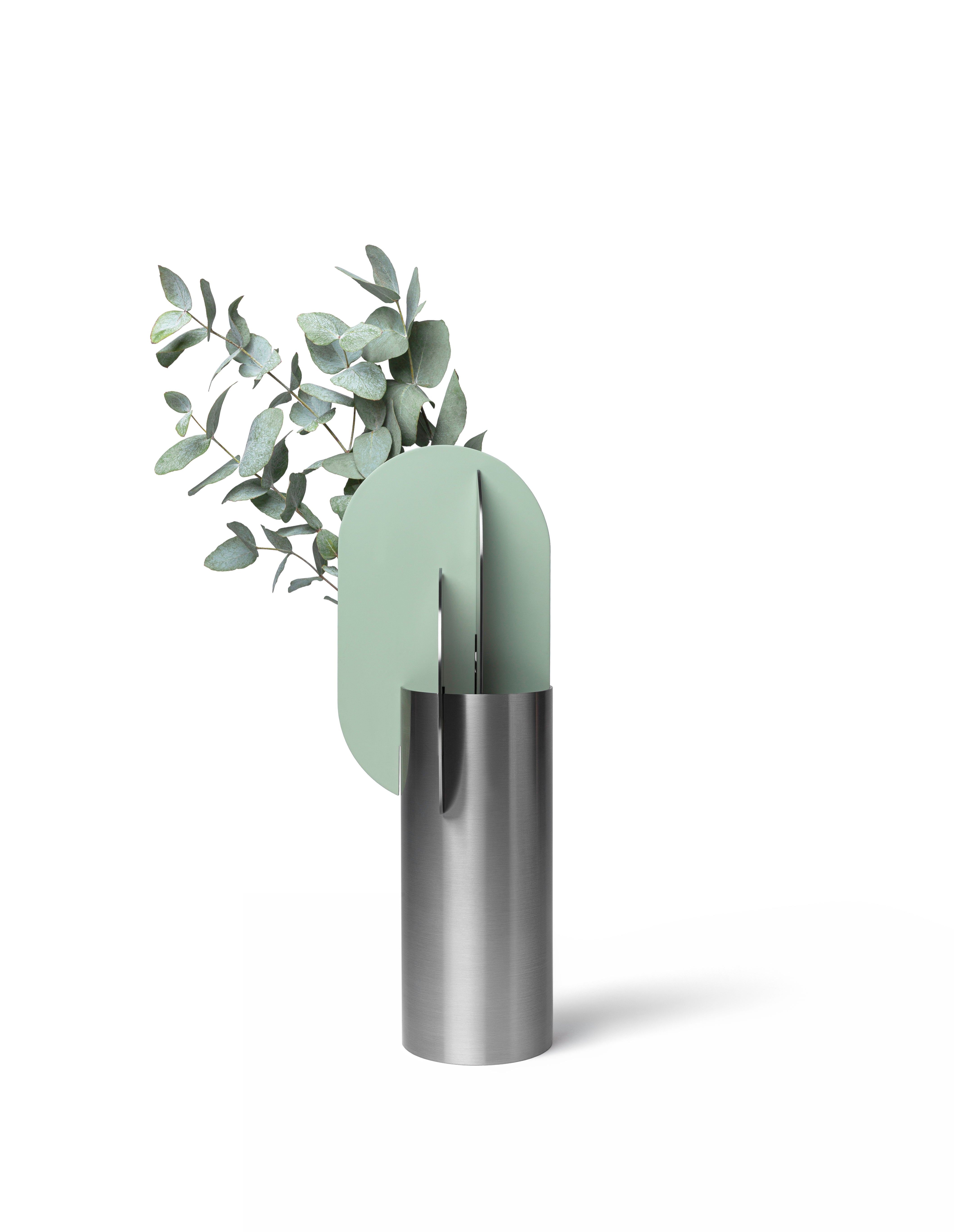 Steel vase EKSTER with green