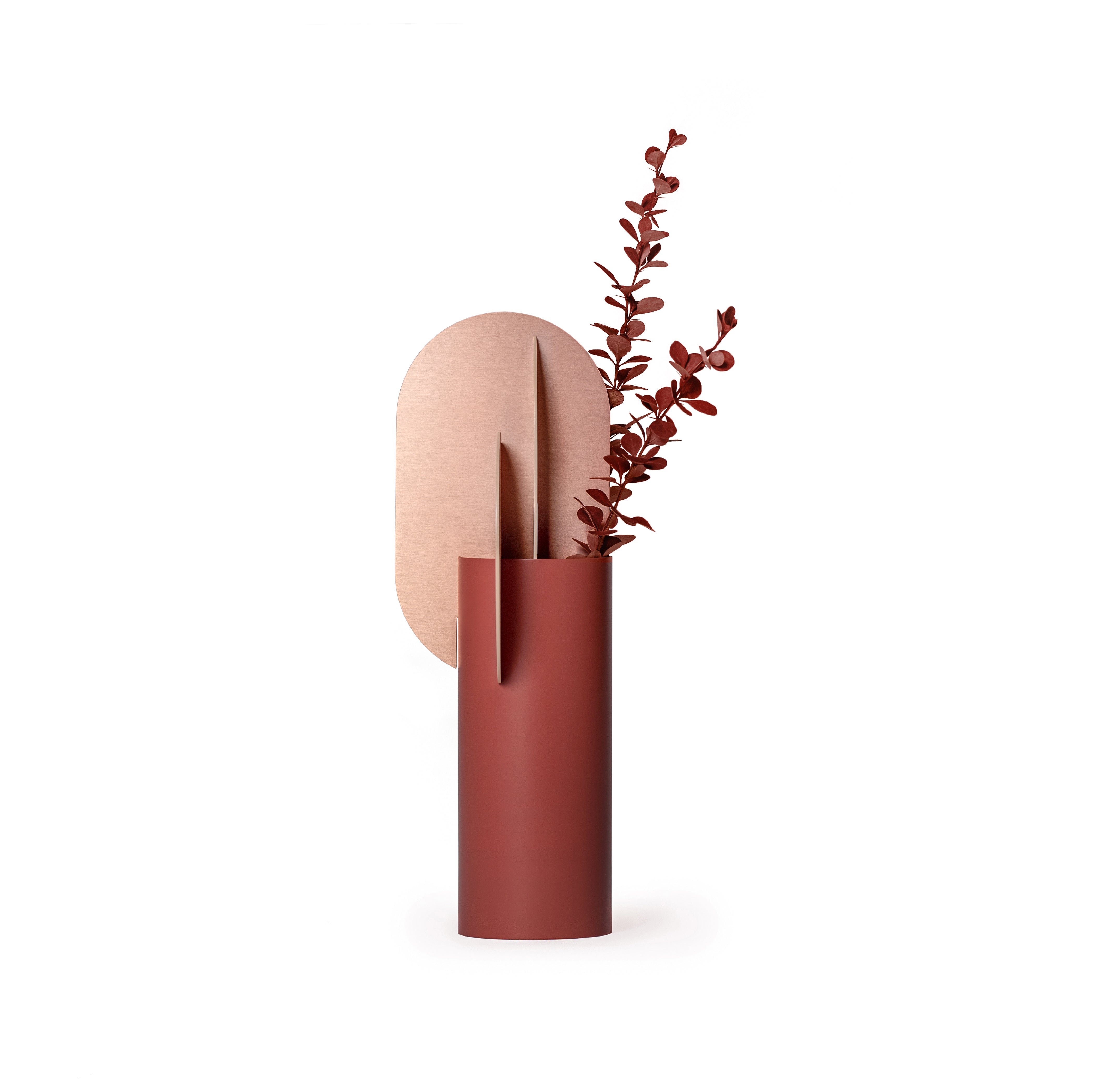 Brick vase EKSTER in powder pink and copper