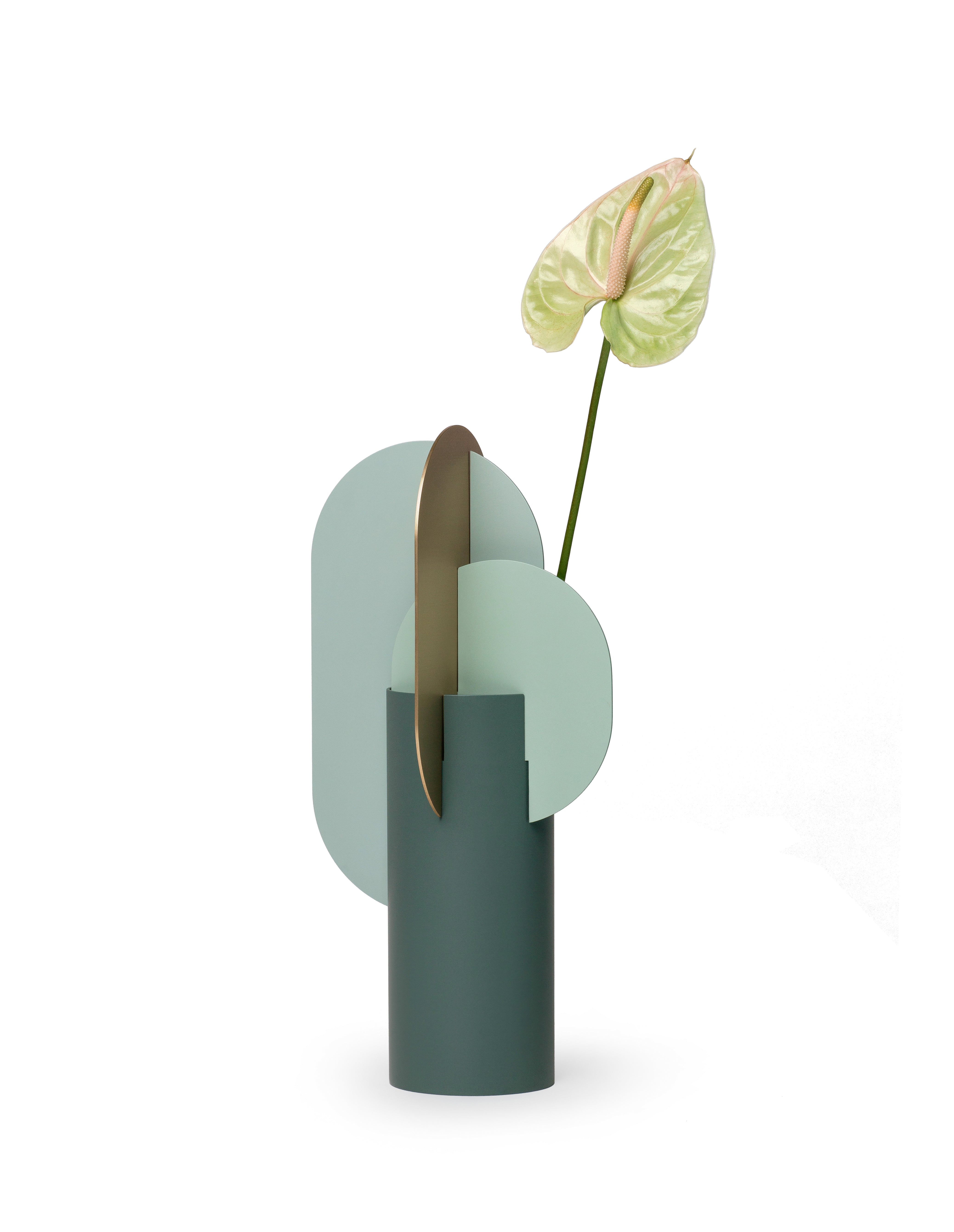 EKSTER green vase with brass
