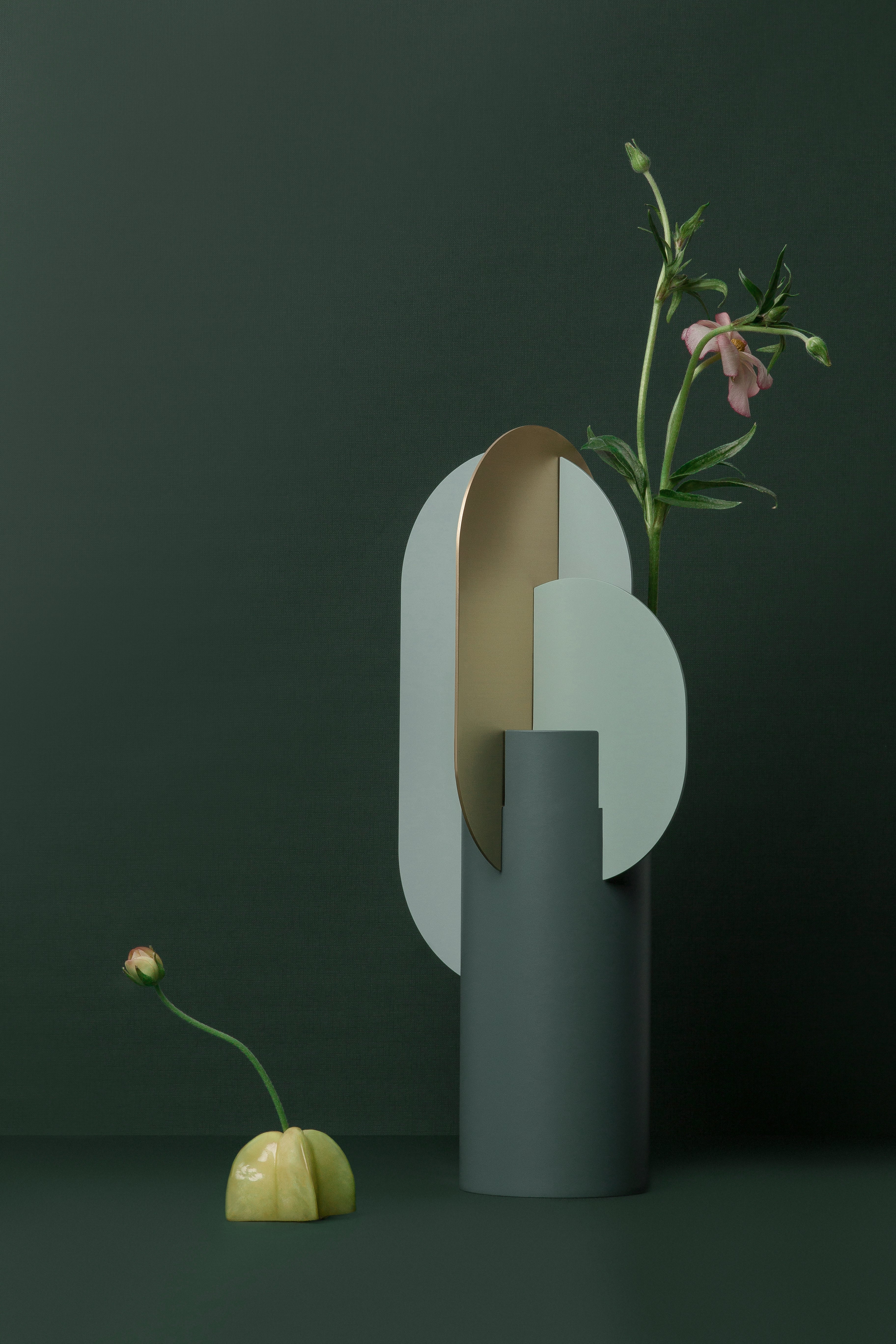 EKSTER green vase with brass