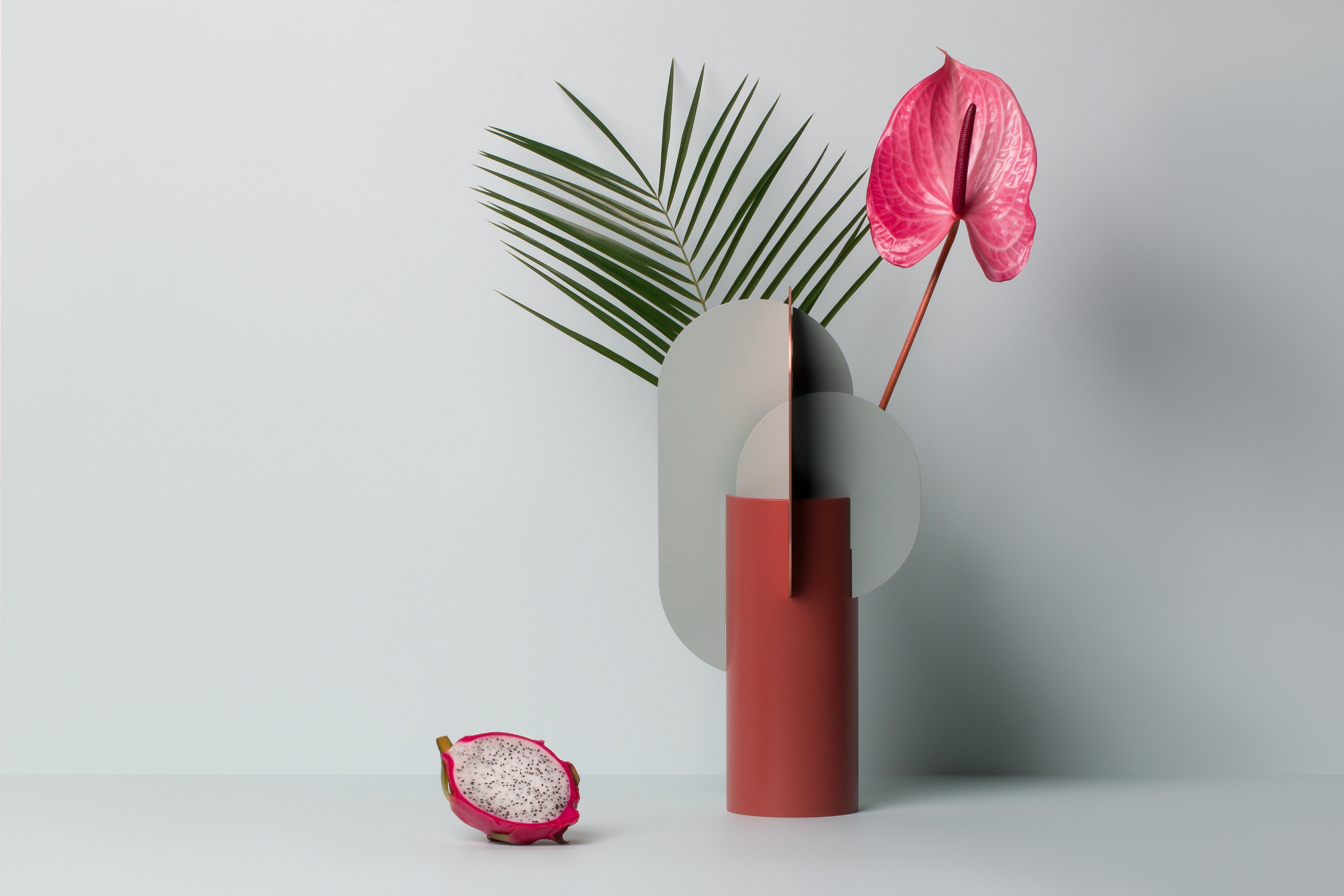 Brick vase EKSTER with blue and copper