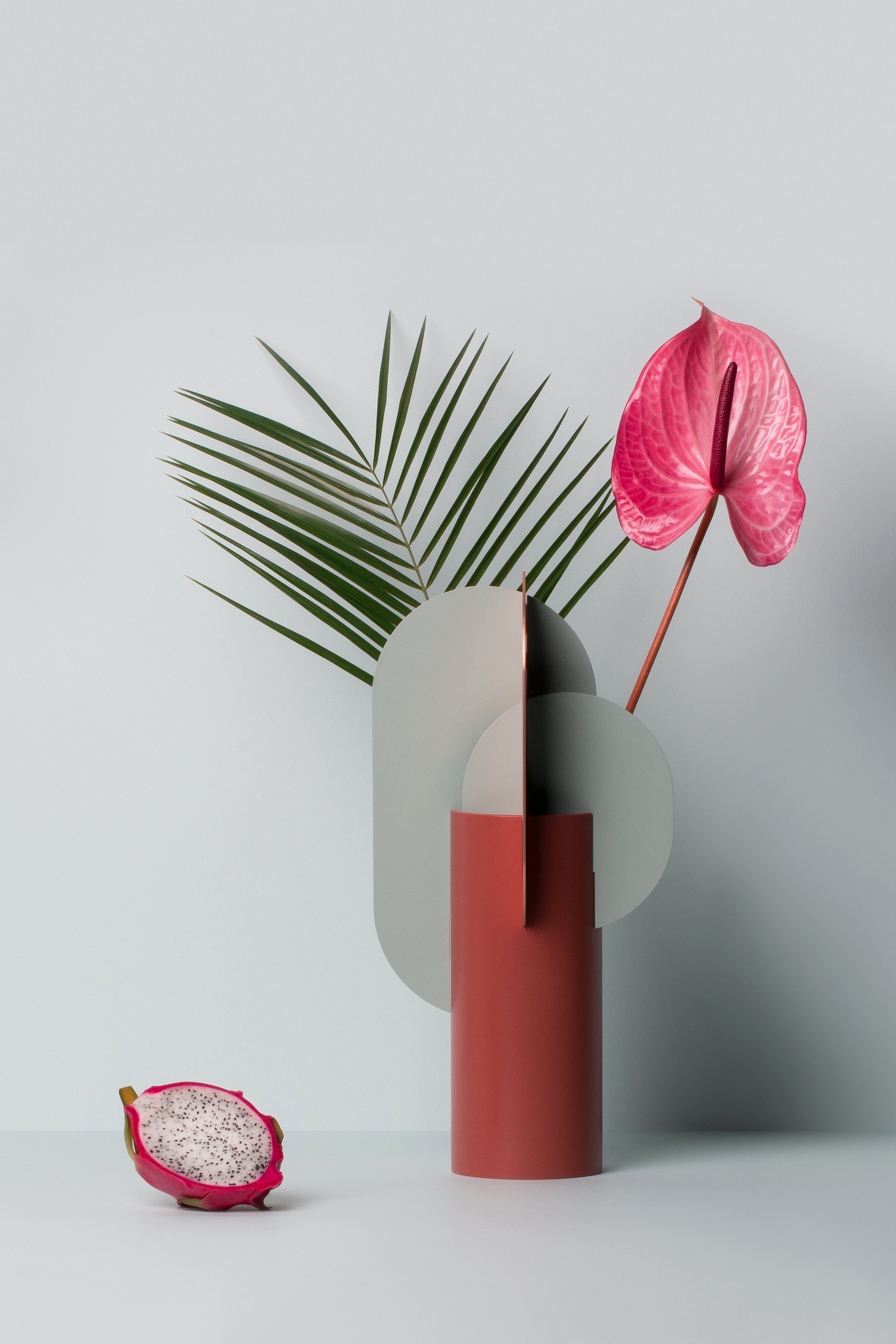 Brick vase EKSTER with blue and copper