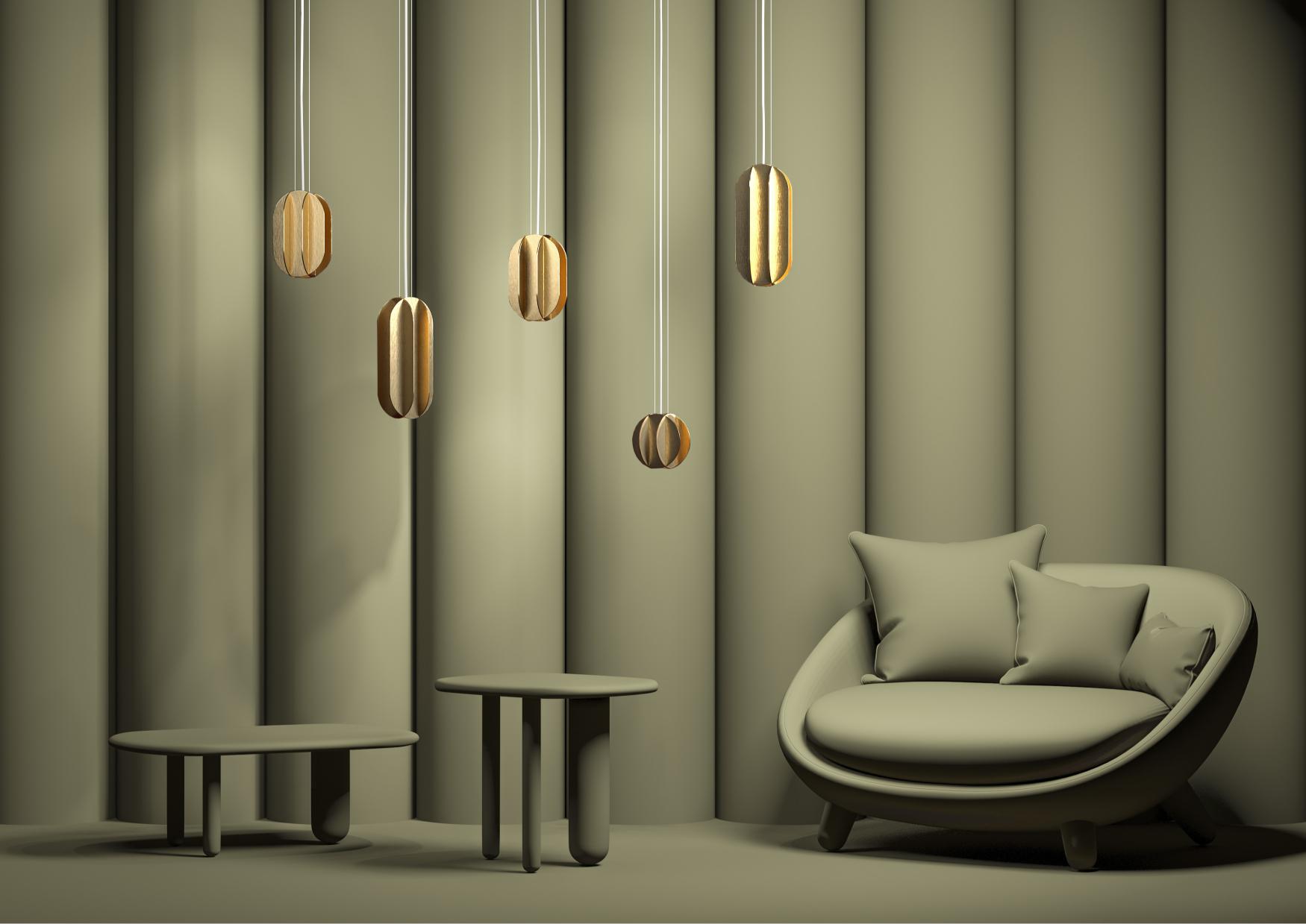 Oval pendant lamp EL brass