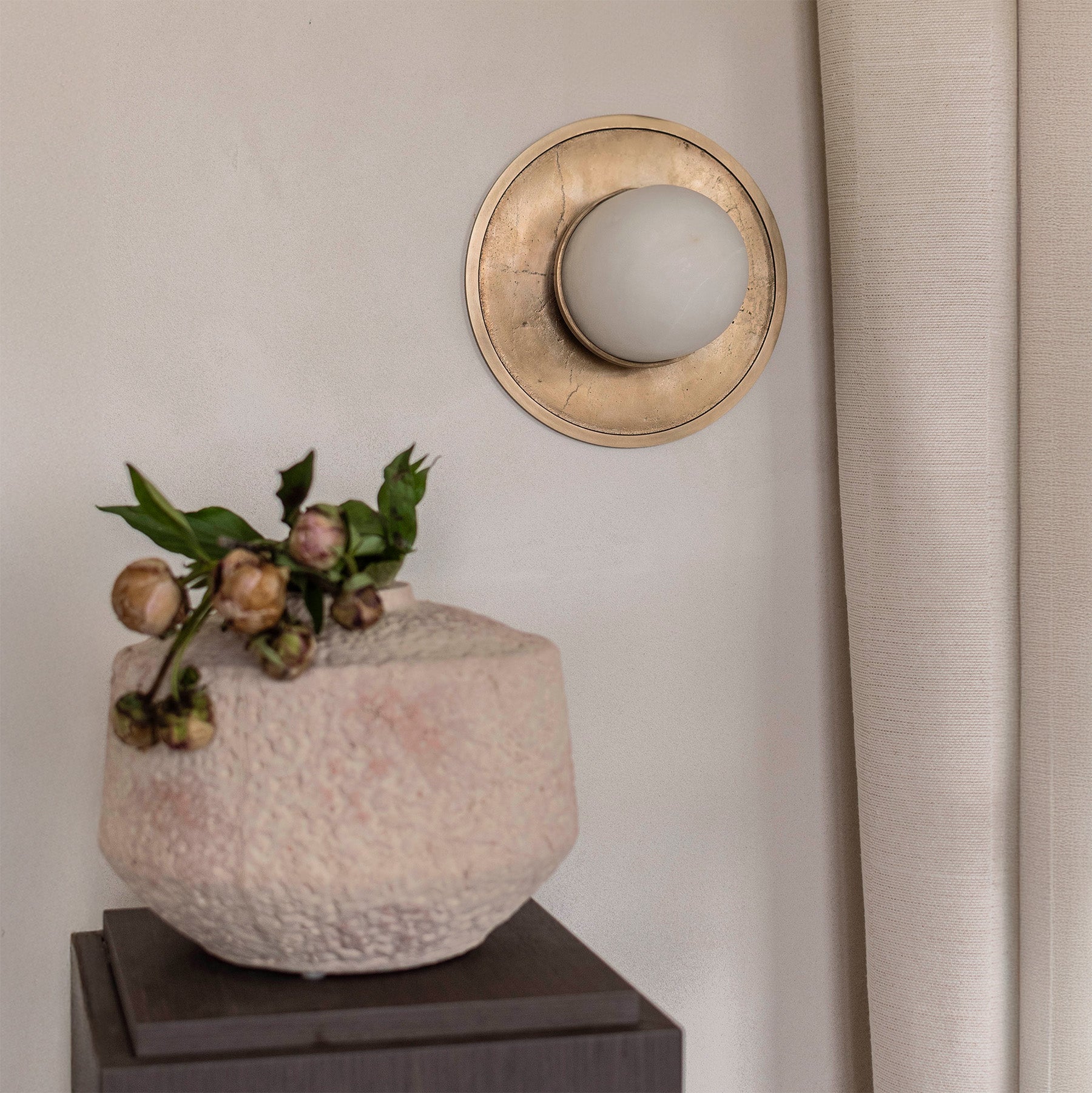 Plafon alabaster FULL MOON gebürstetes Messing