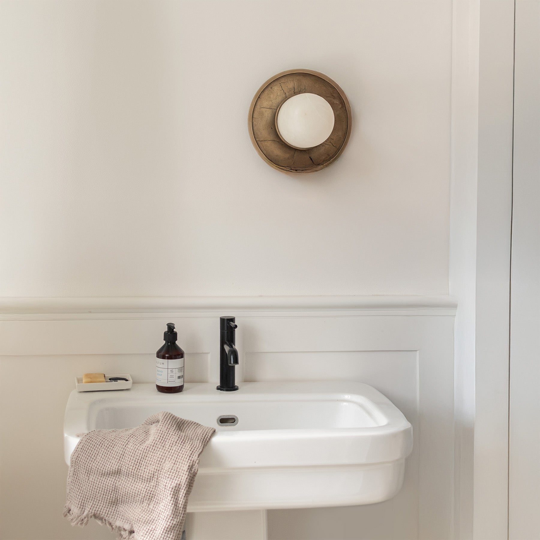 Plafon alabaster FULL MOON gebürstetes Messing