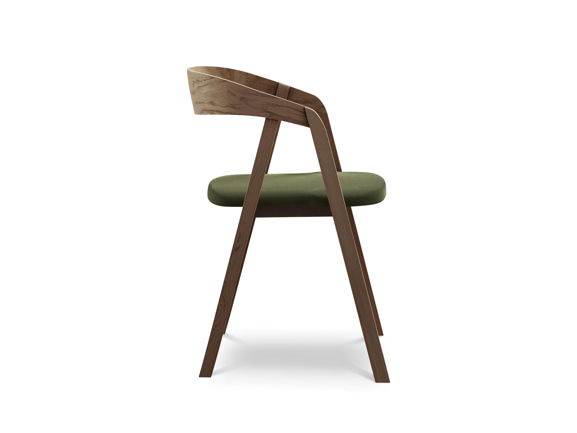 Velvet Chair ERIKA in Olive with Beech Base