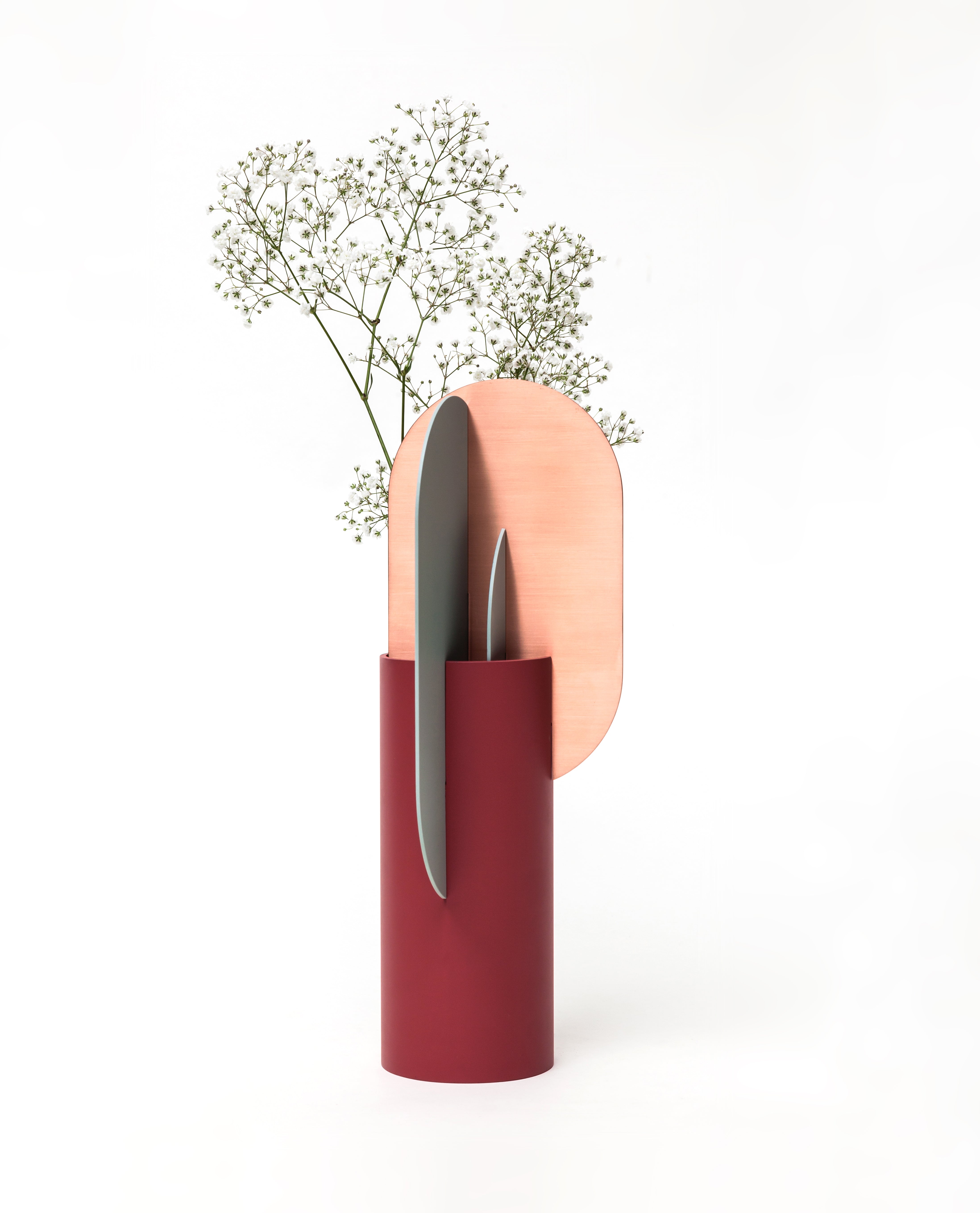 Brick vase EKSTER with blue and copper