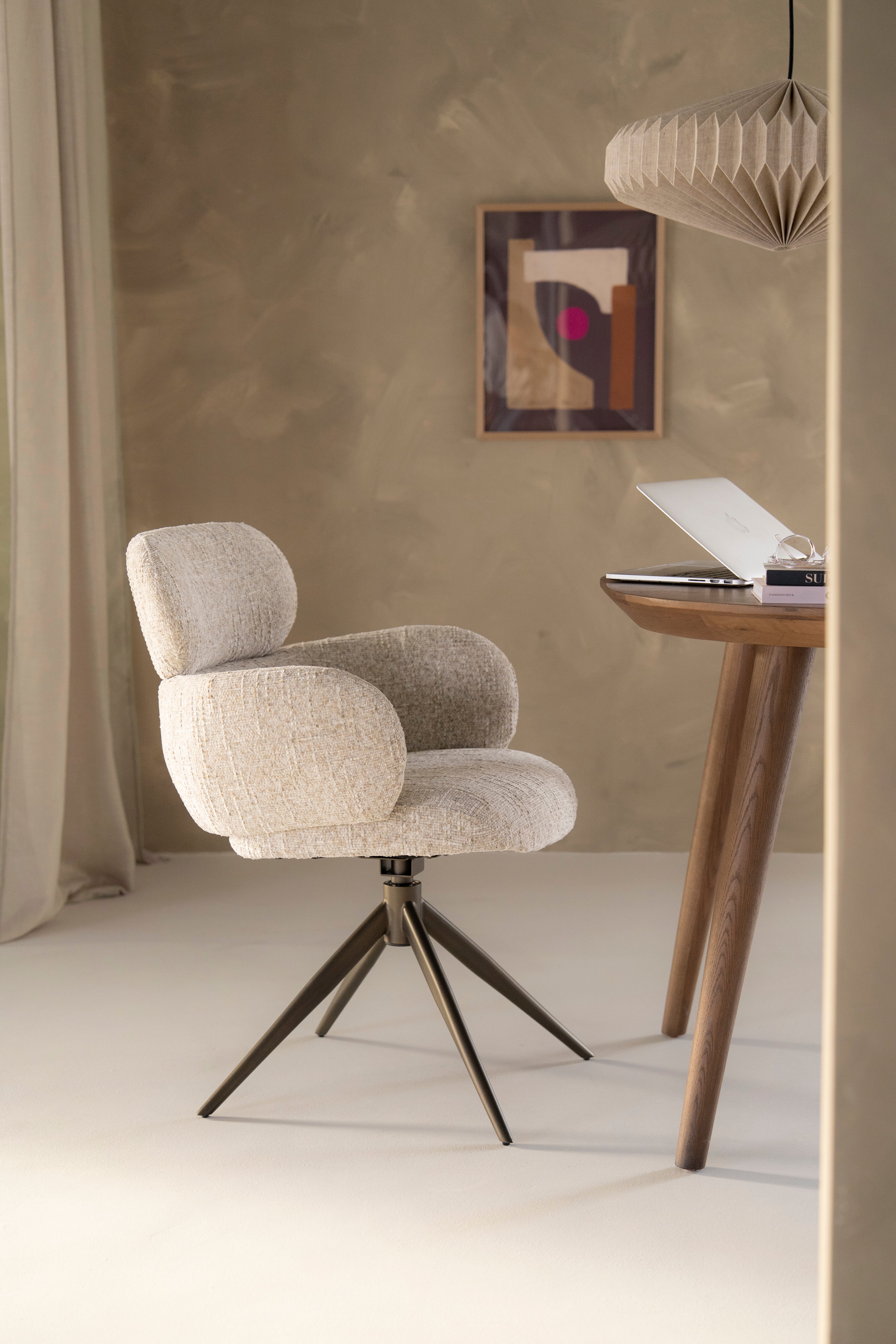 DARCIO swivel chair gray-brown mélange with dark brown base