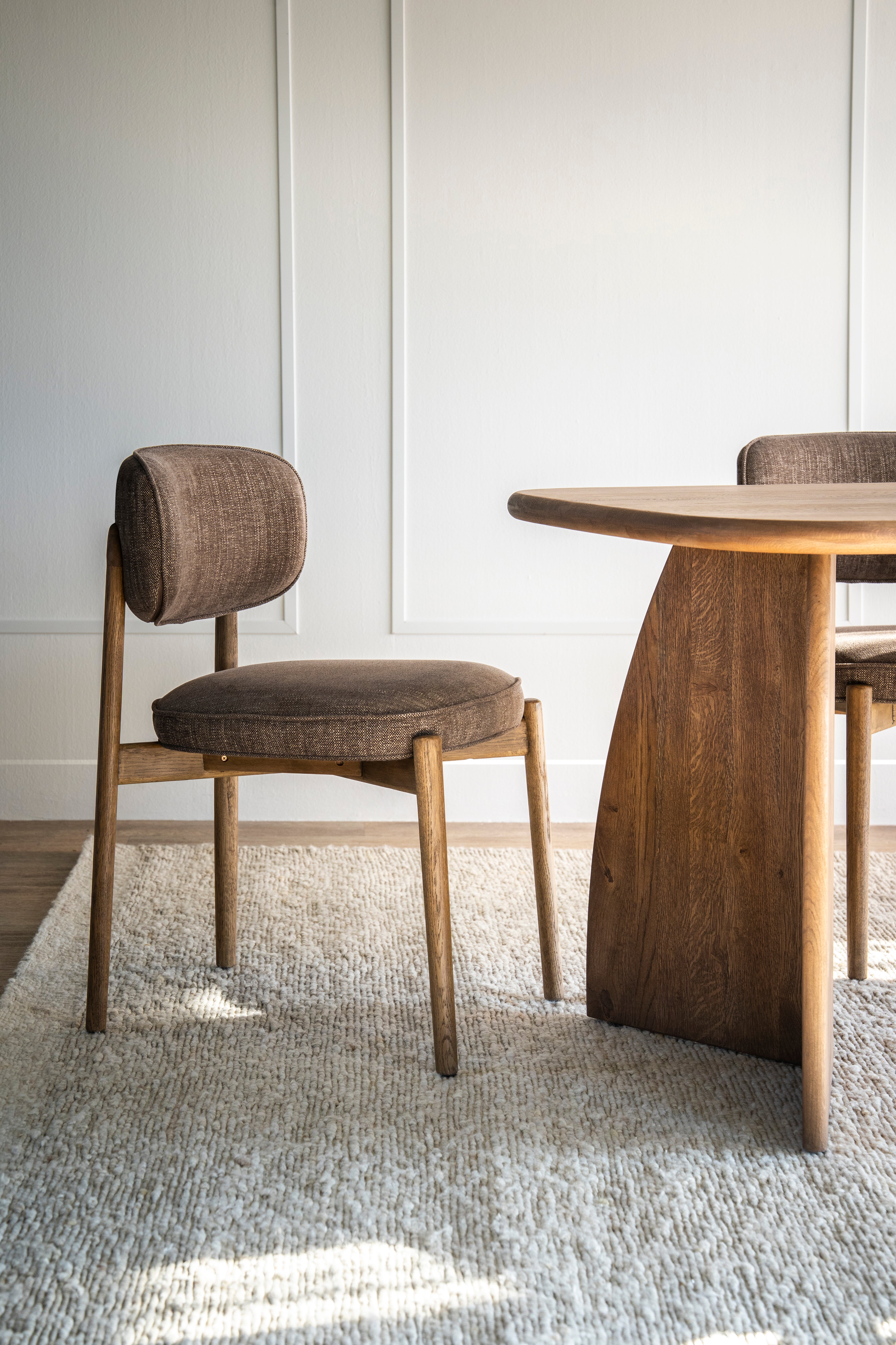 RUNE Chair in Brown with Oak Base